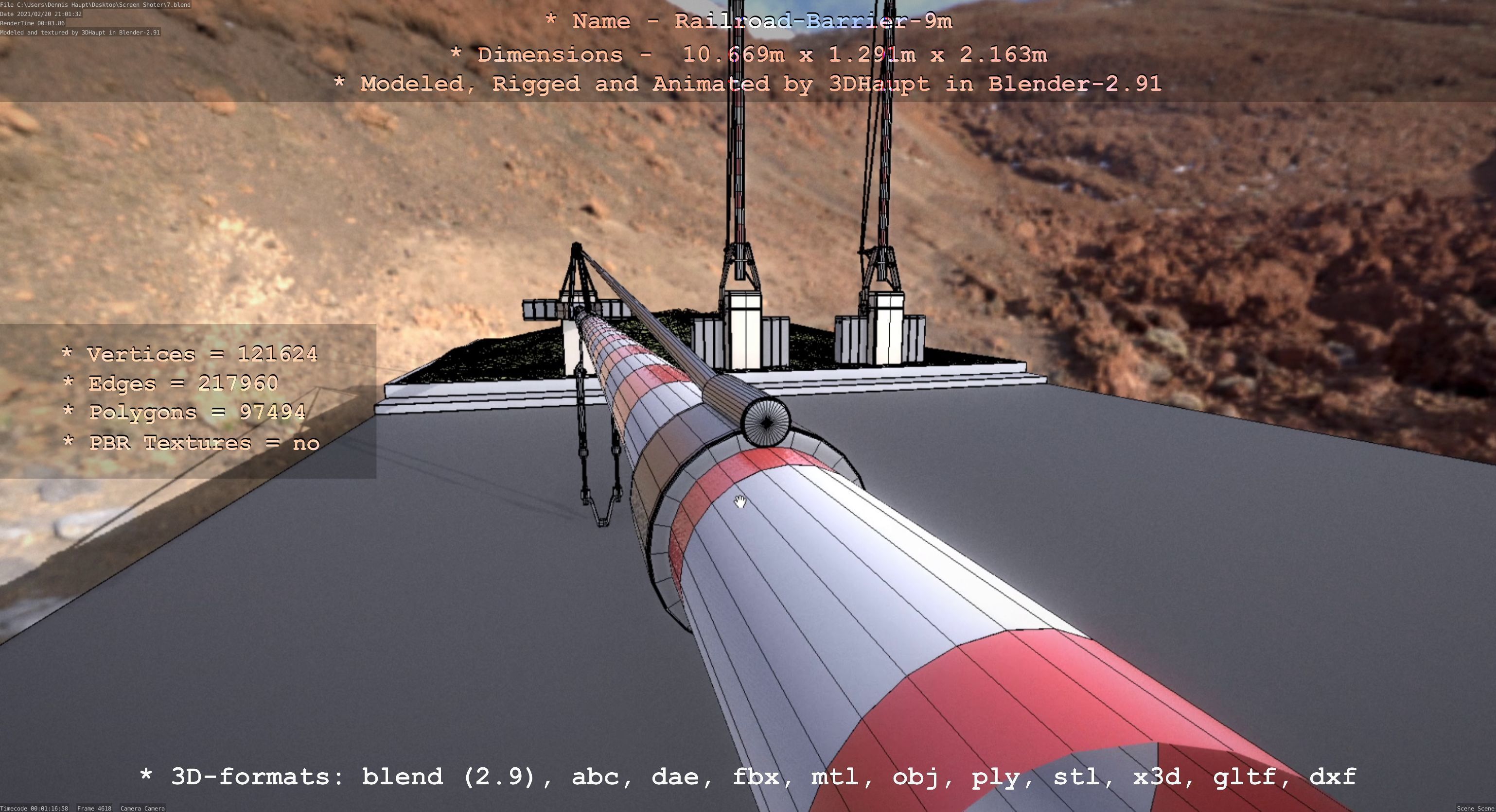 Railroad Barrier 9m High-Poly 3D model_50