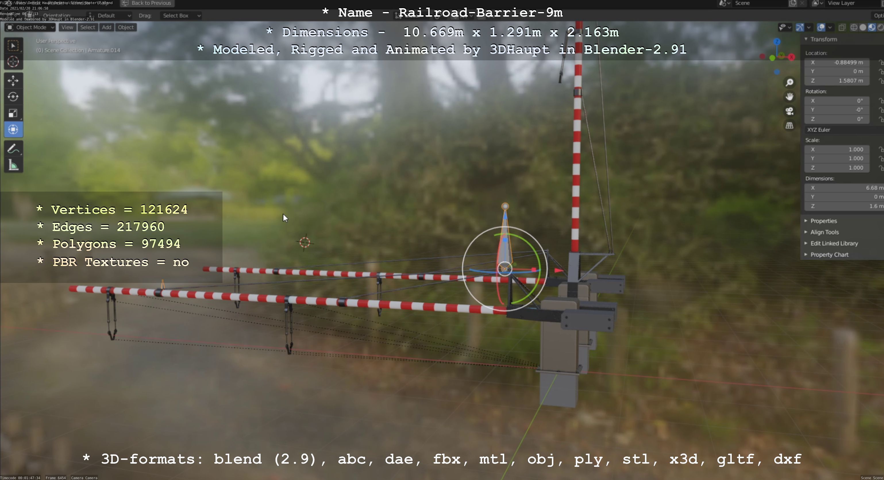 Railroad Barrier 9m High-Poly 3D model_77