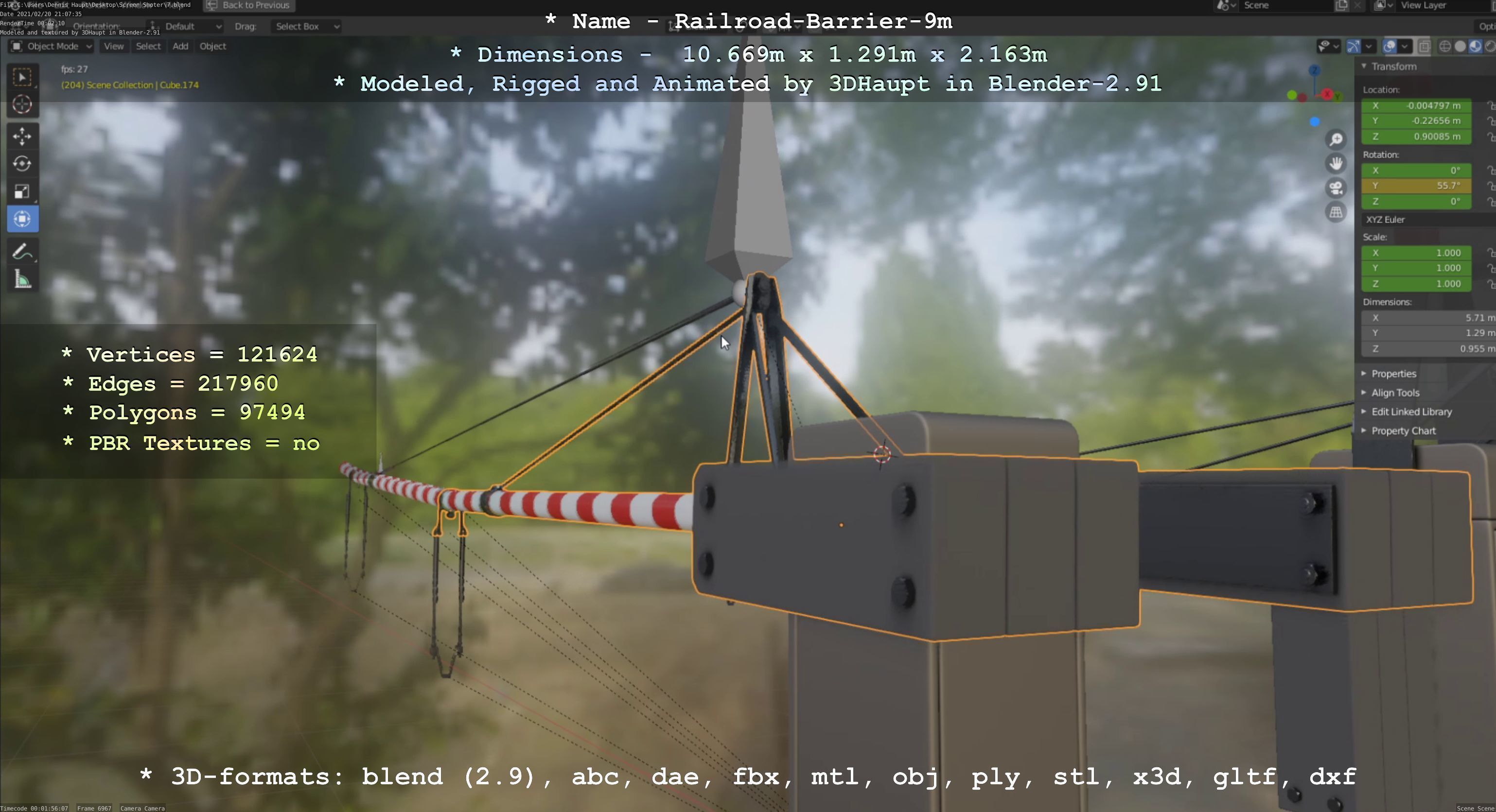 Railroad Barrier 9m High-Poly 3D model_91