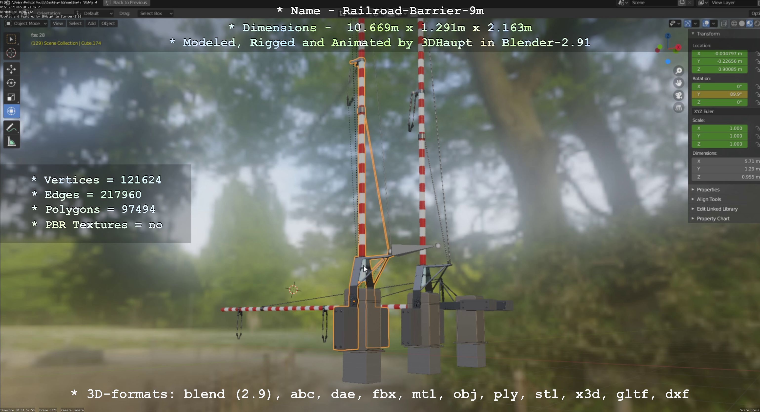 Railroad Barrier 9m High-Poly 3D model_82