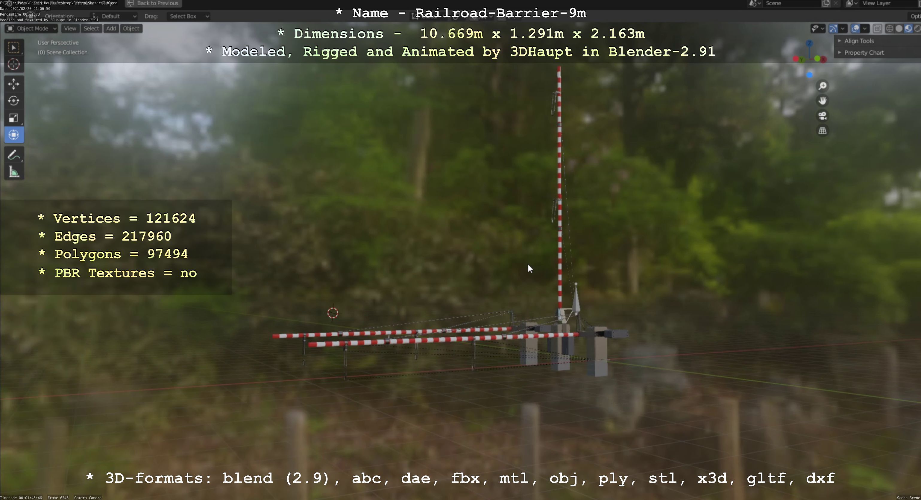 Railroad Barrier 9m High-Poly 3D model_76