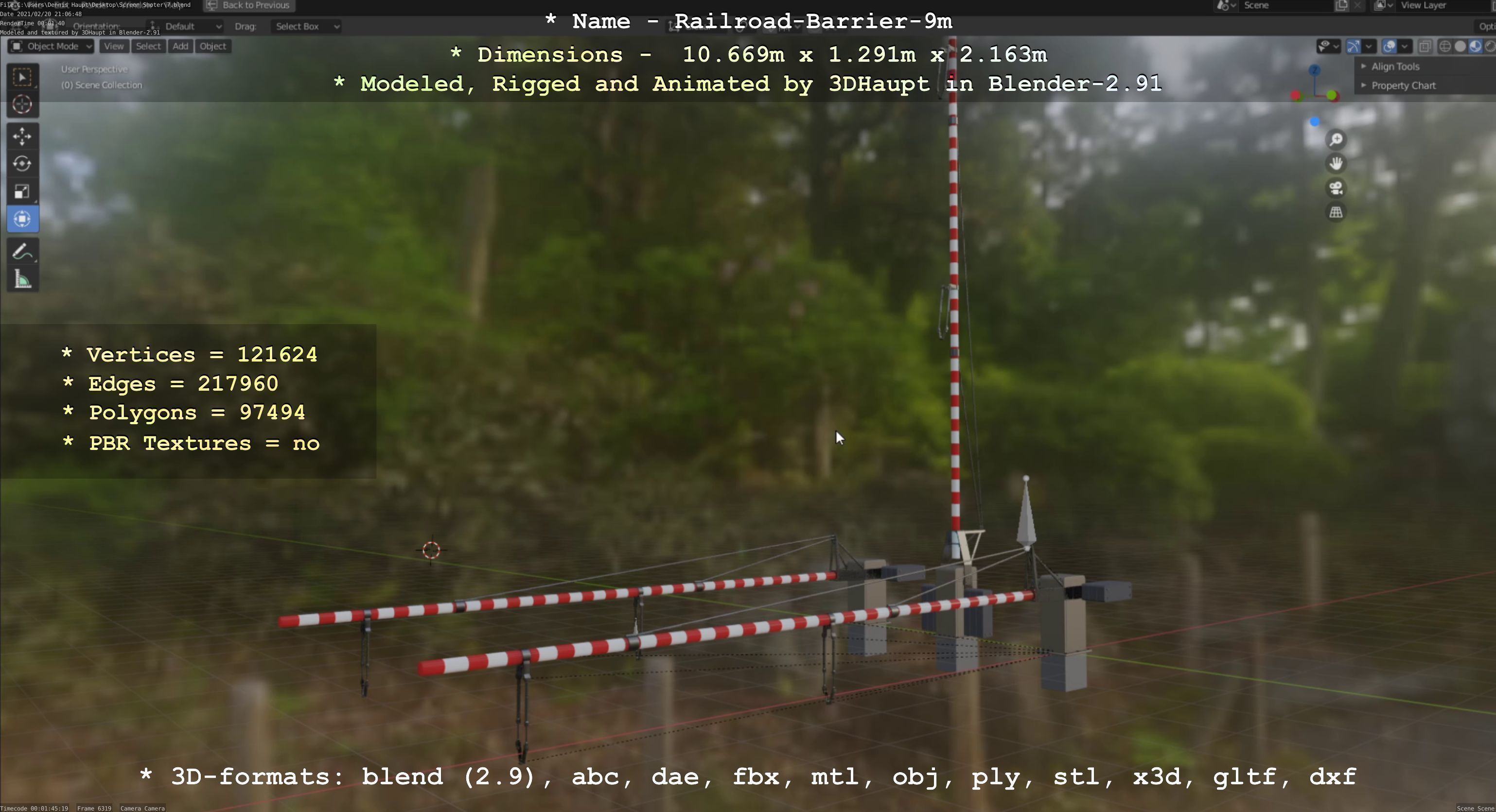 Railroad Barrier 9m High-Poly 3D model_74