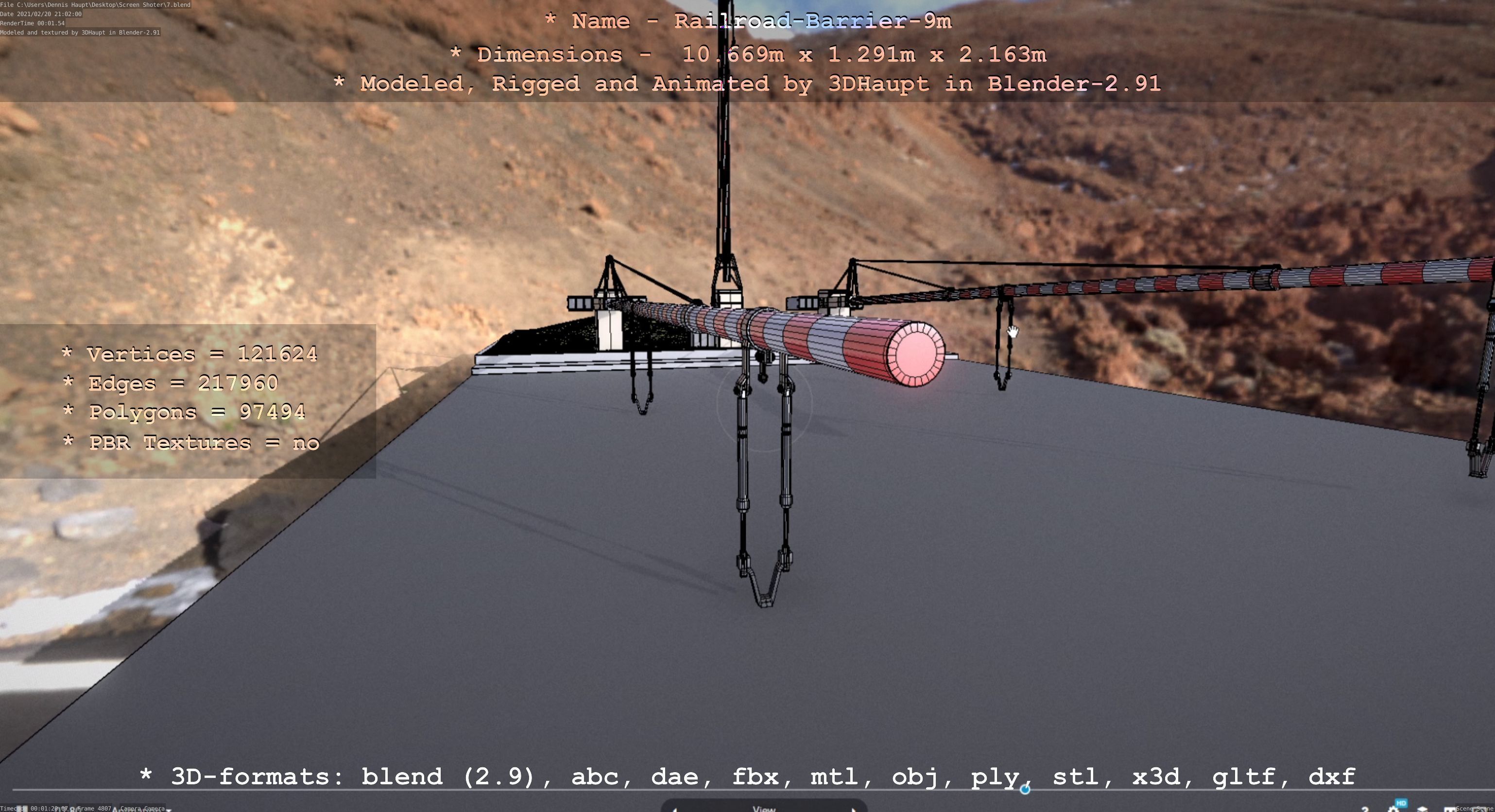 Railroad Barrier 9m High-Poly 3D model_51