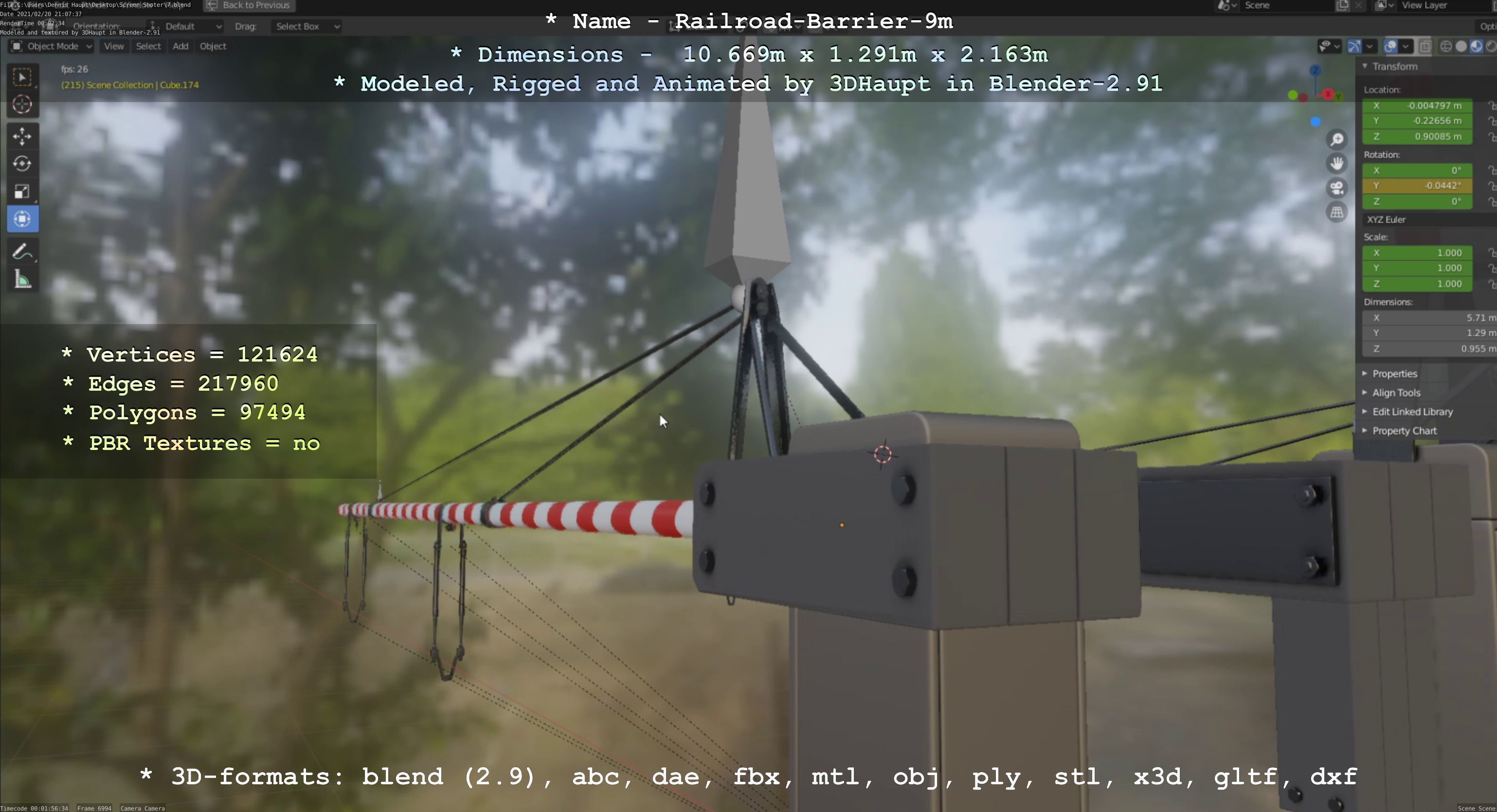 Railroad Barrier 9m High-Poly 3D model_94