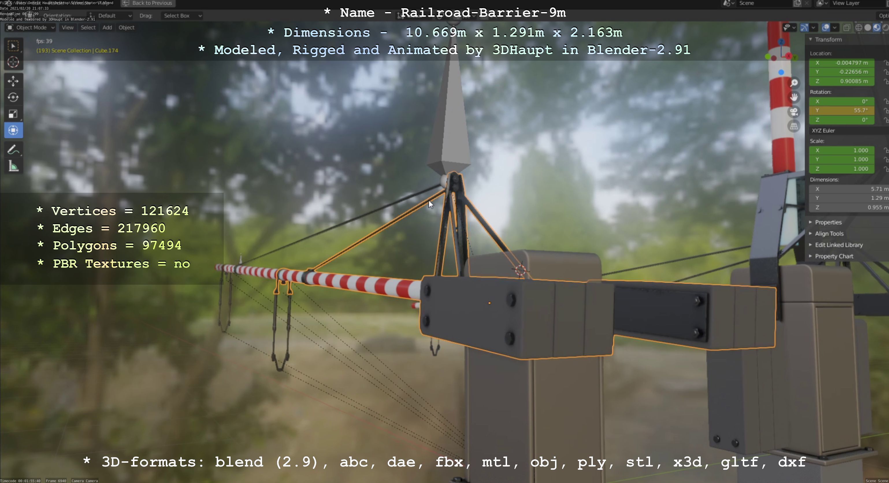 Railroad Barrier 9m High-Poly 3D model_92