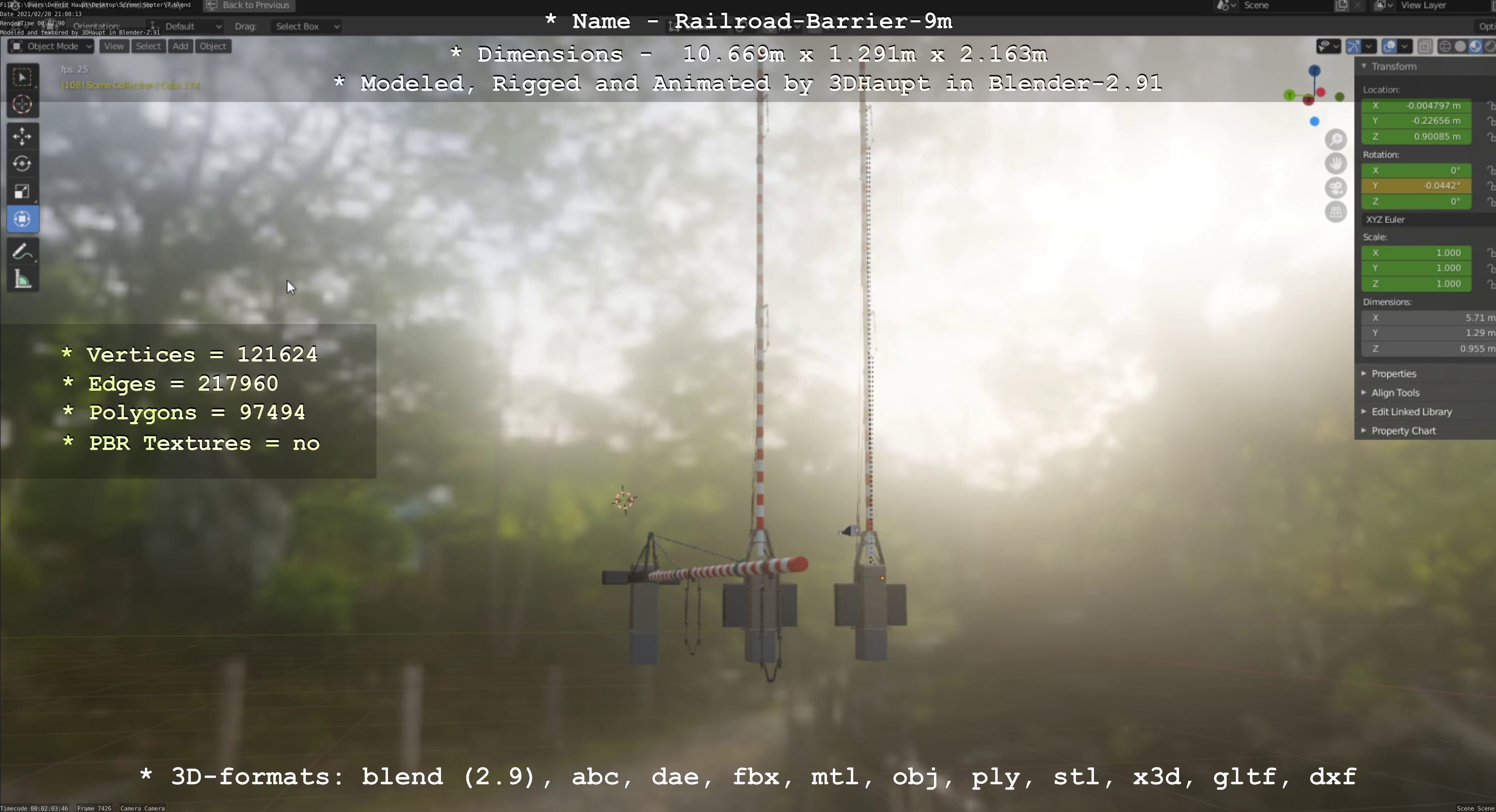 Railroad Barrier 9m High-Poly 3D model_113