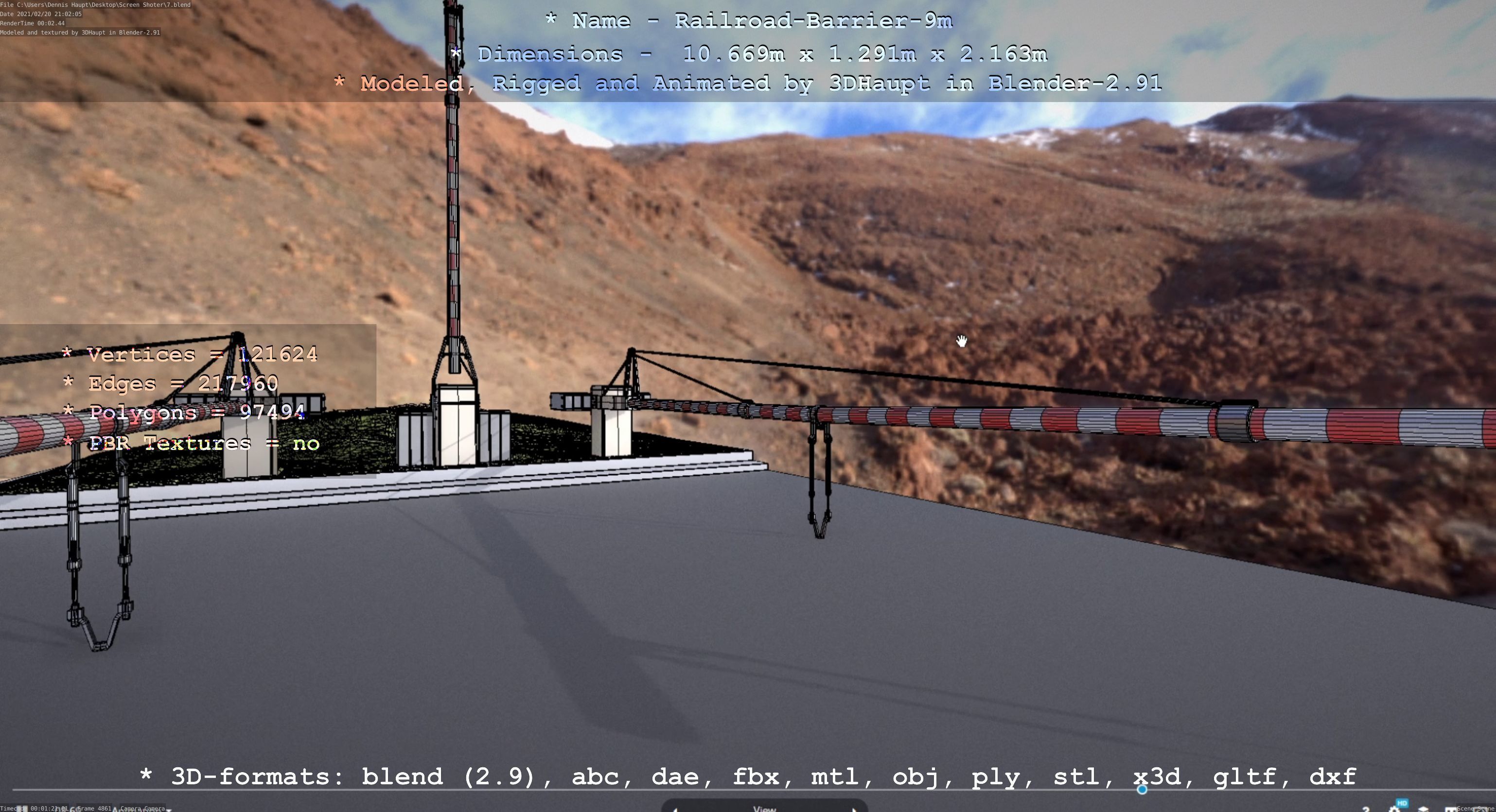 Railroad Barrier 9m High-Poly 3D model_57