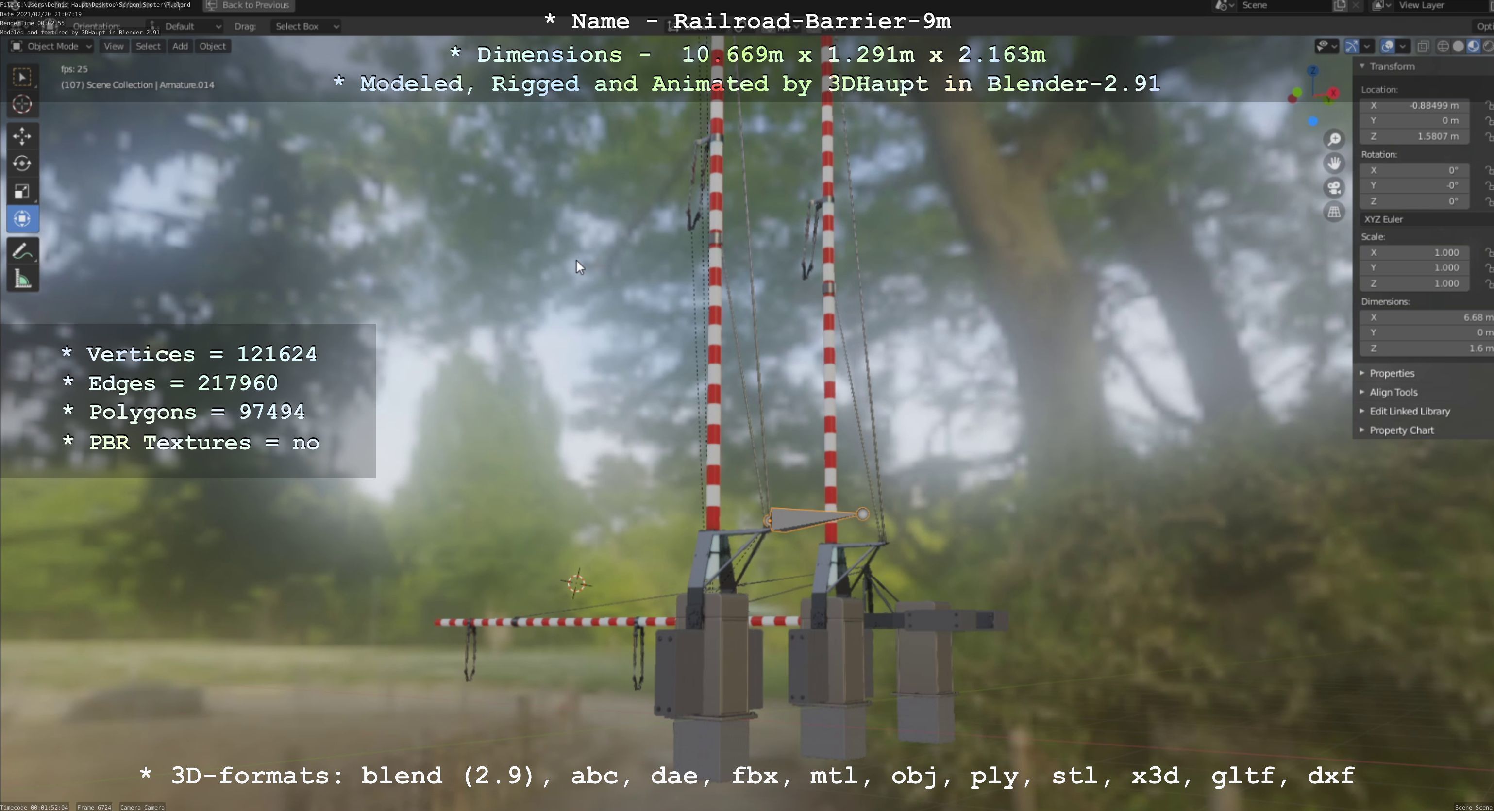 Railroad Barrier 9m High-Poly 3D model_85