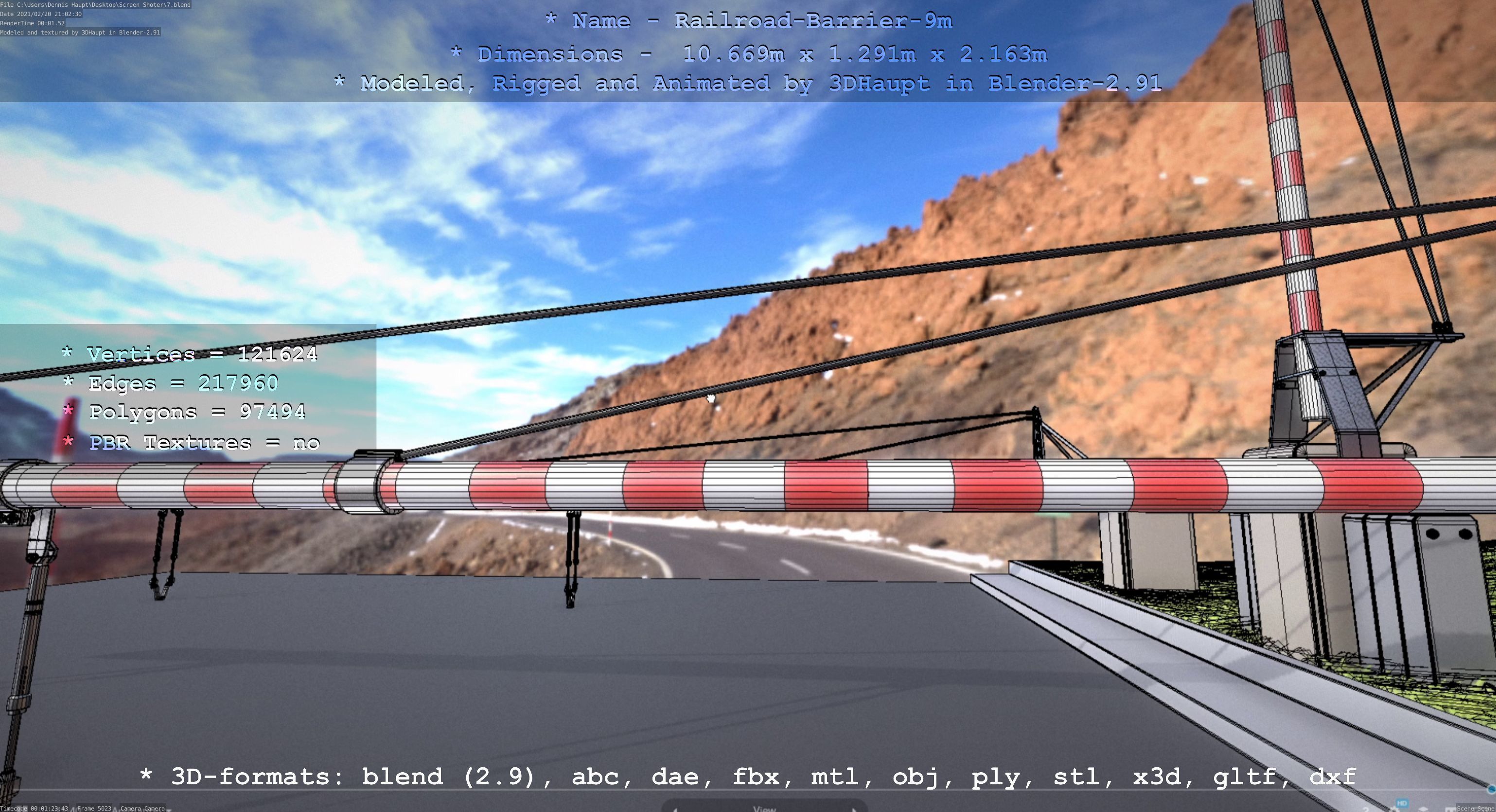 Railroad Barrier 9m High-Poly 3D model_59