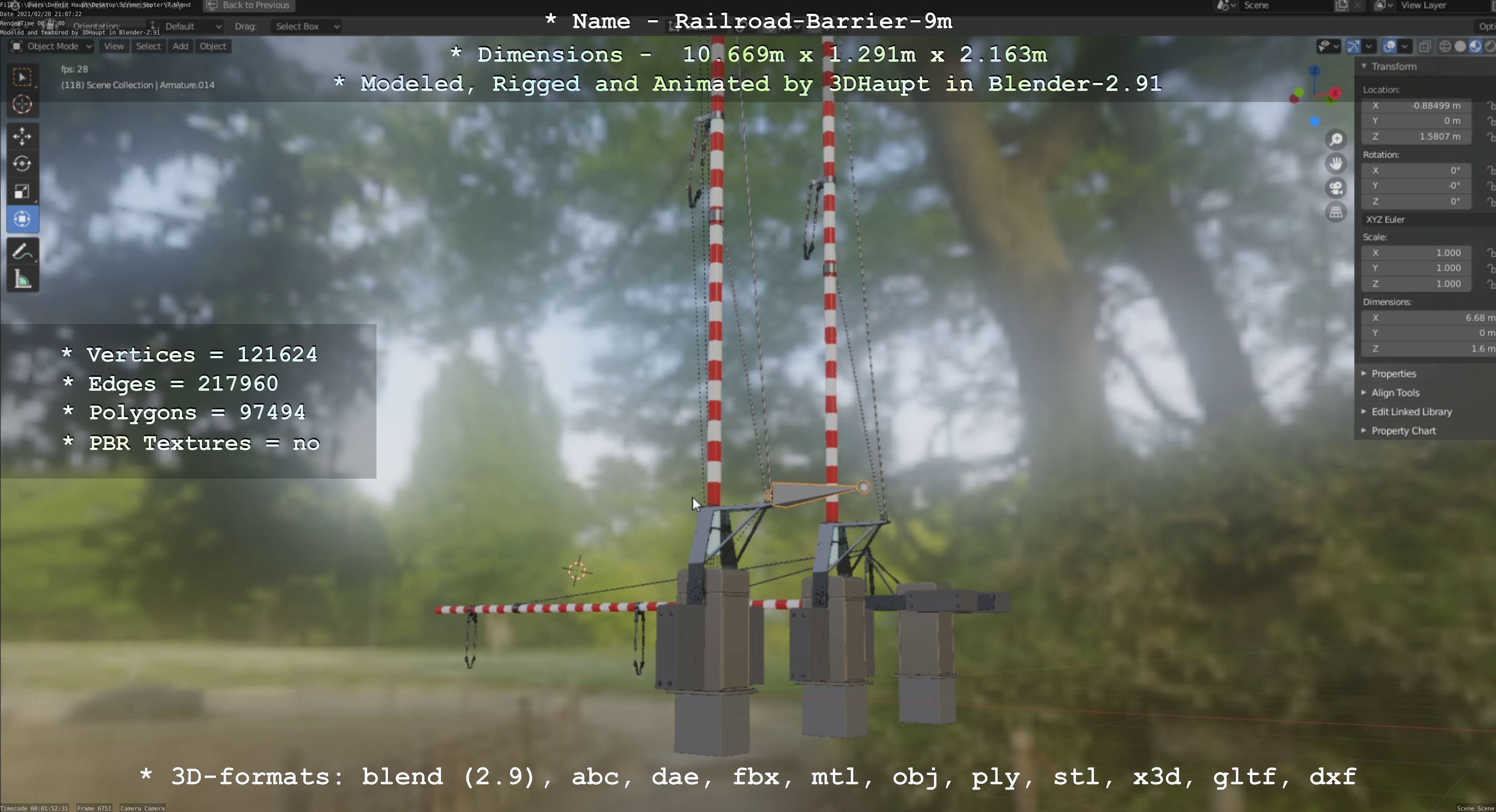 Railroad Barrier 9m High-Poly 3D model_86