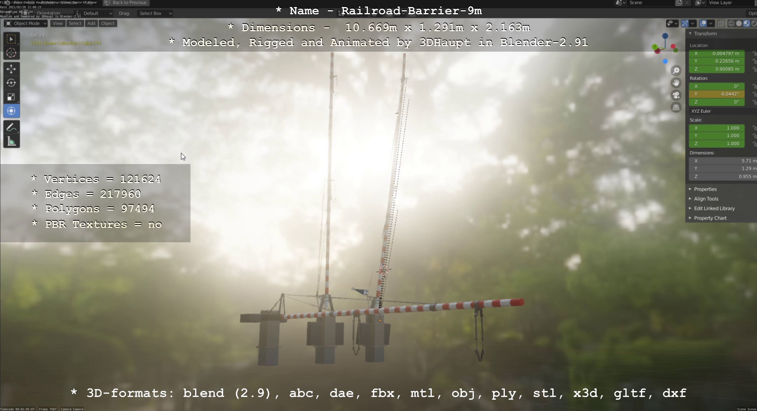 Railroad Barrier 9m High-Poly 3D model_111