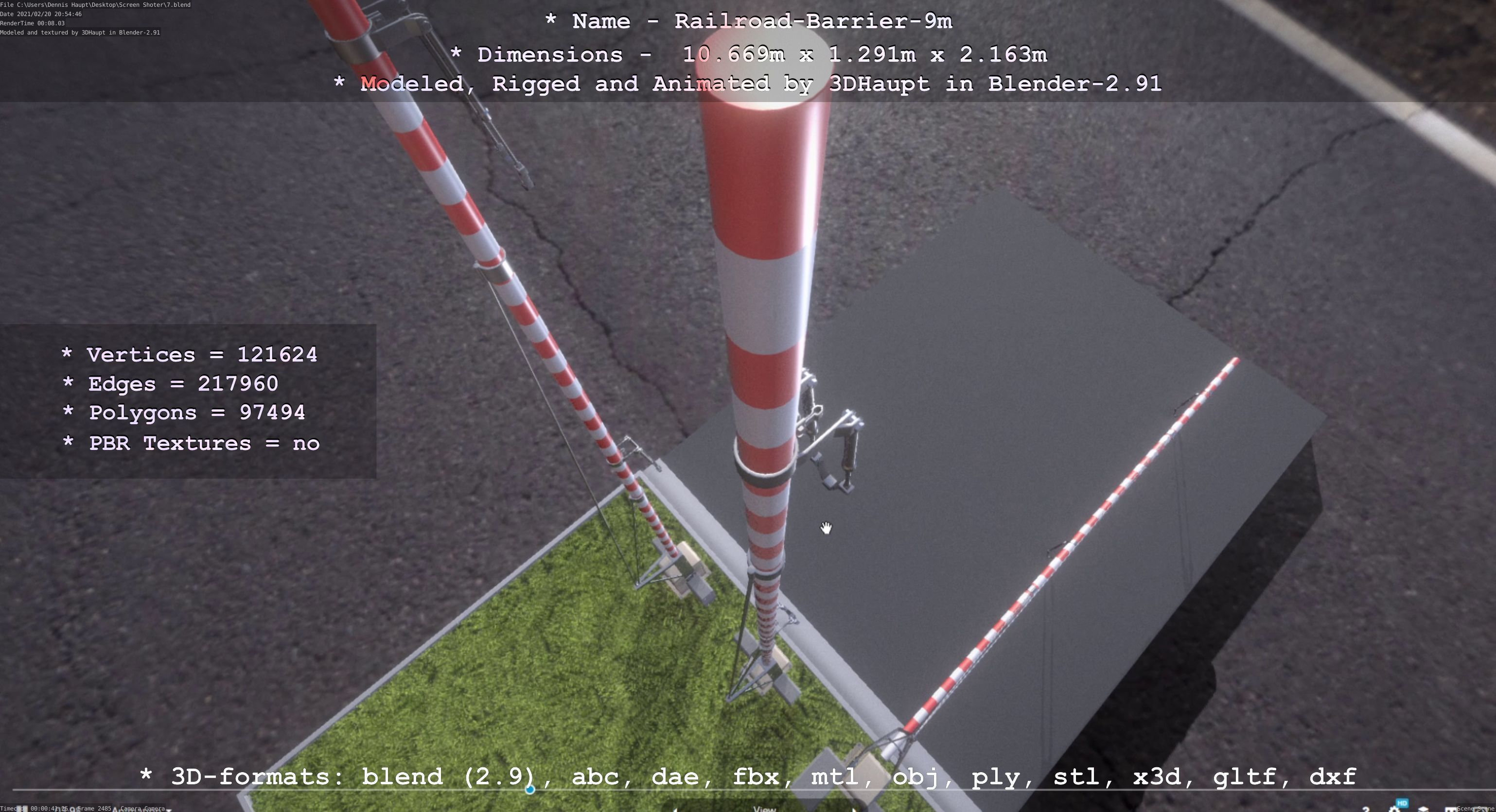 Railroad Barrier 9m High-Poly 3D model_4