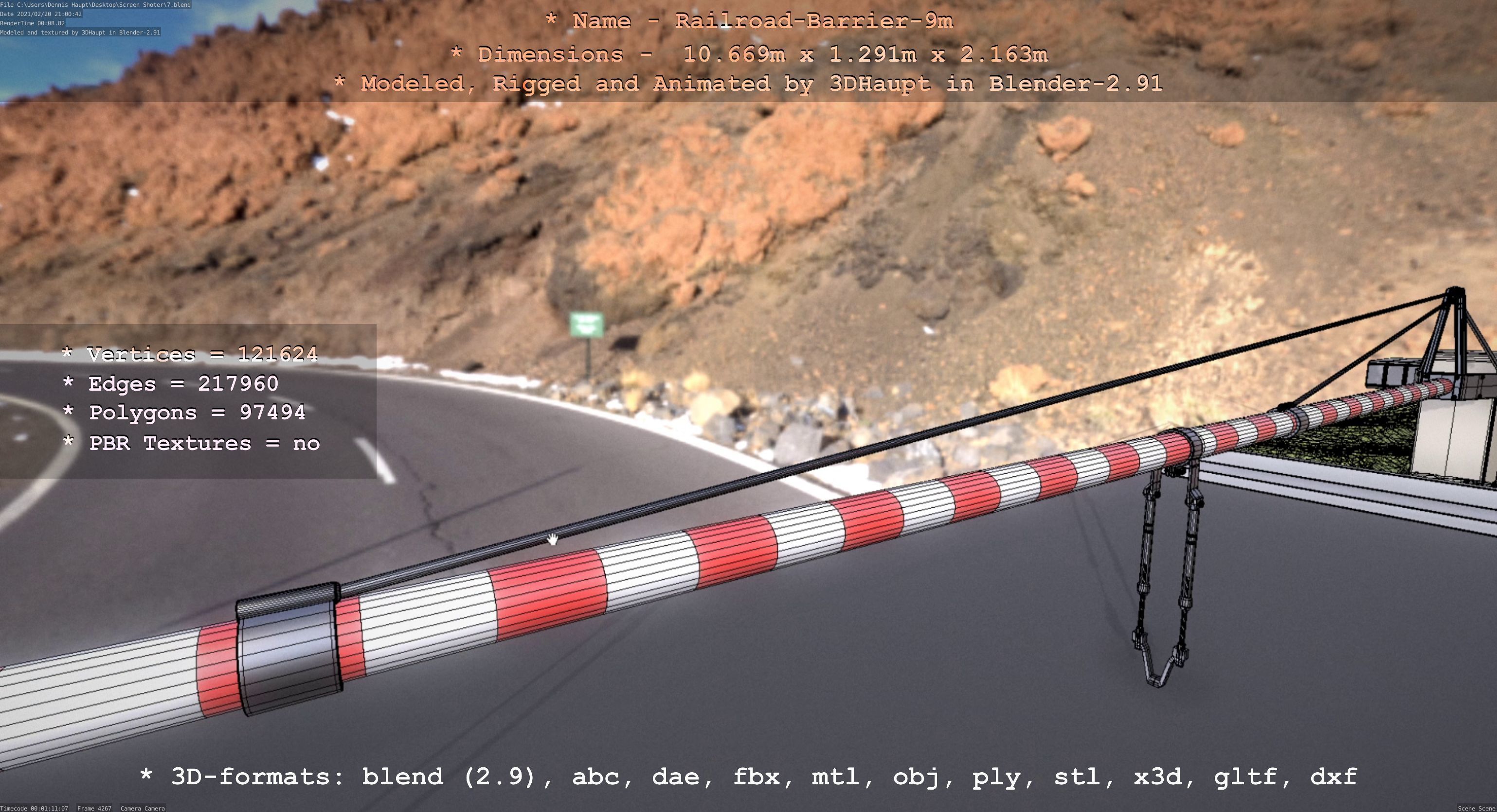 Railroad Barrier 9m High-Poly 3D model_35