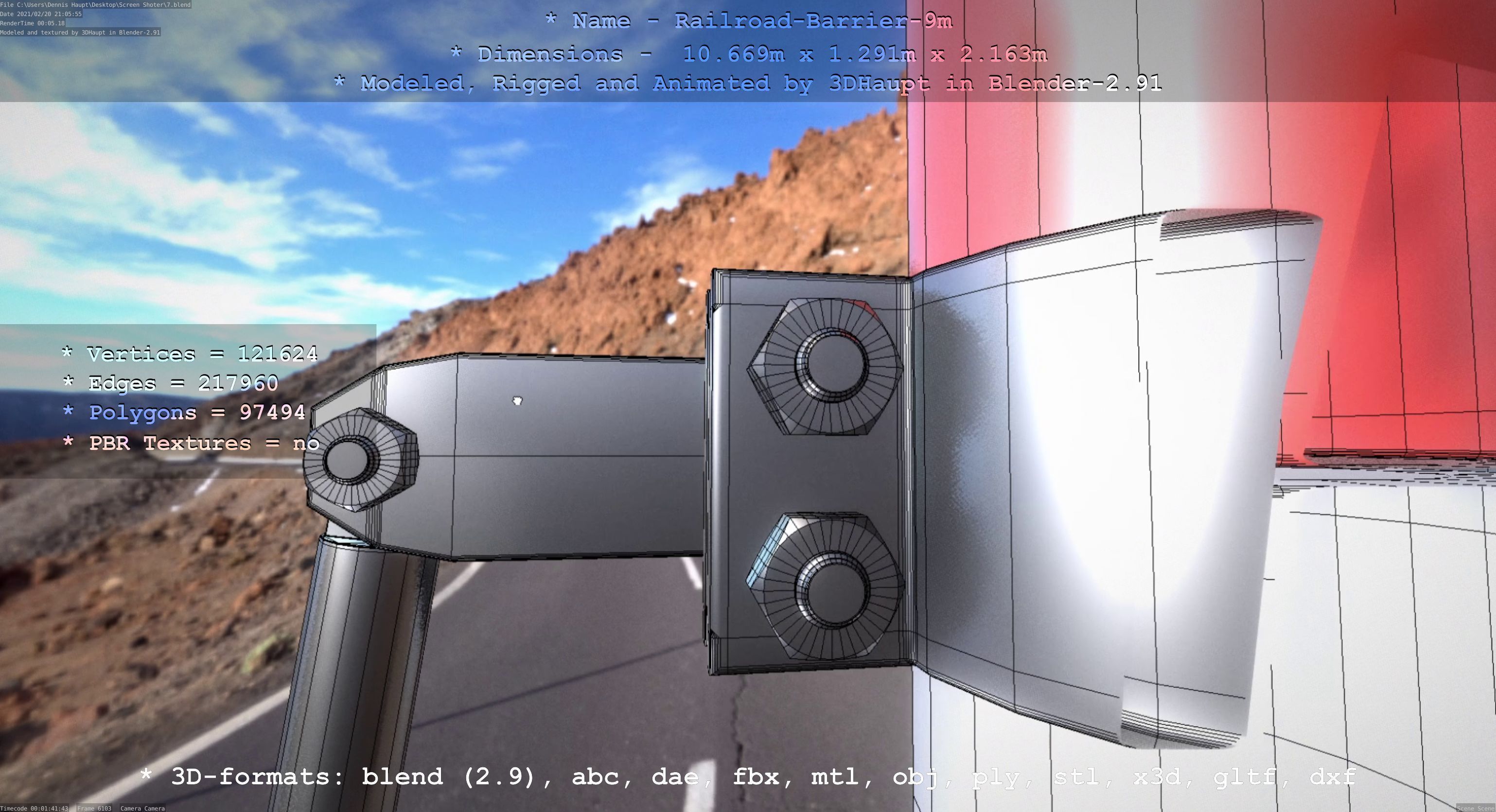 Railroad Barrier 9m High-Poly 3D model_66