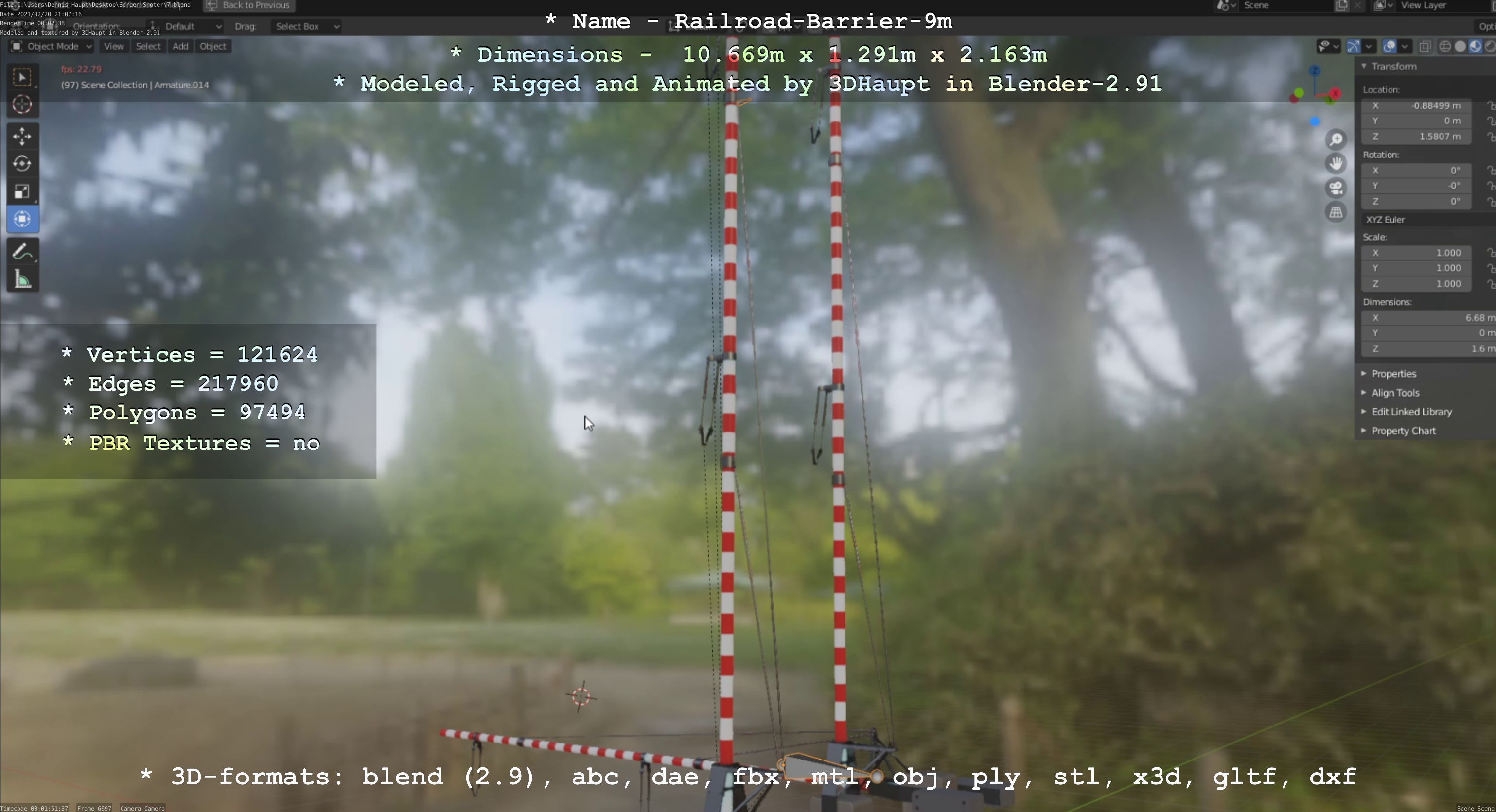 Railroad Barrier 9m High-Poly 3D model_93