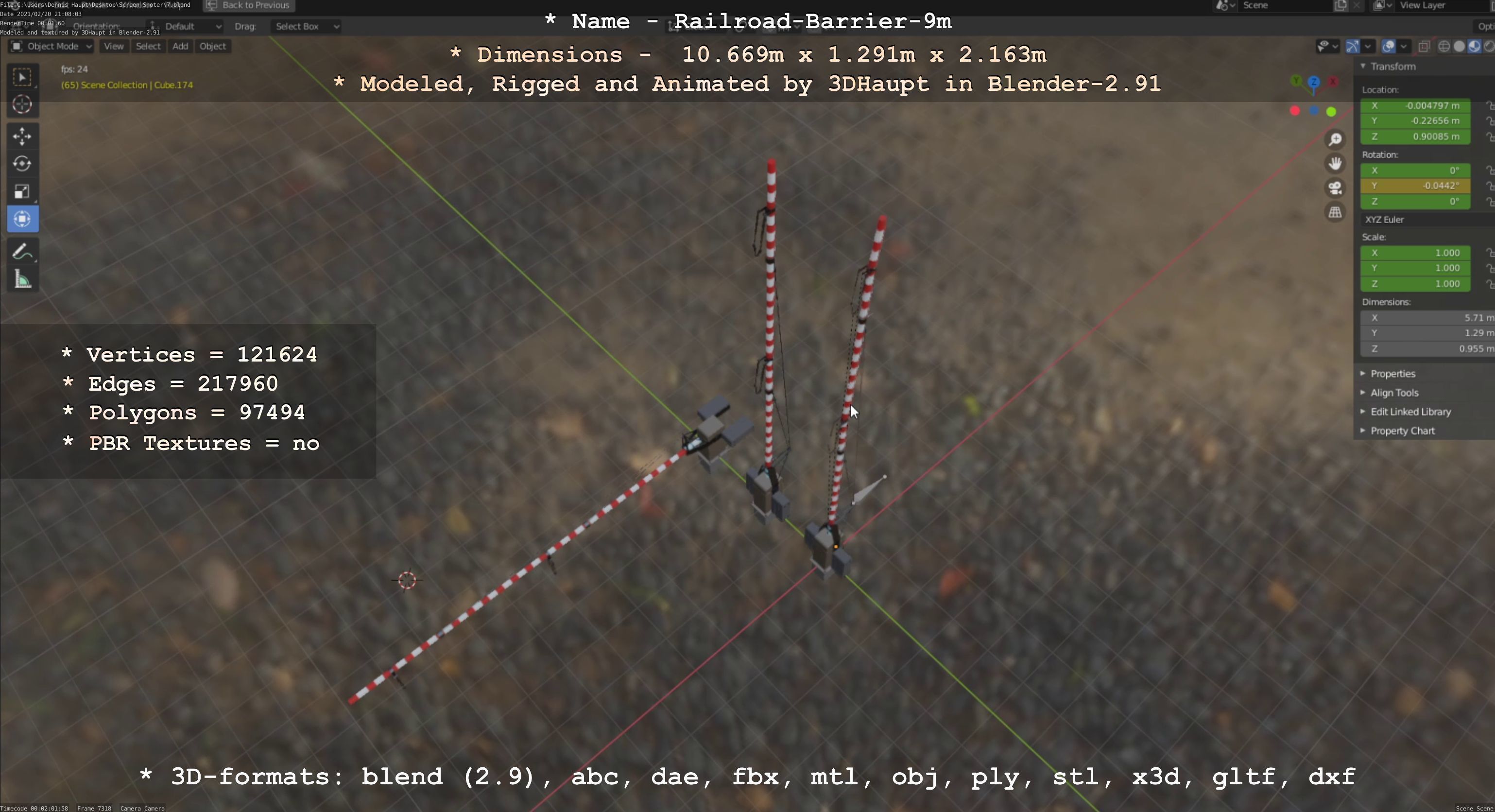 Railroad Barrier 9m High-Poly 3D model_117