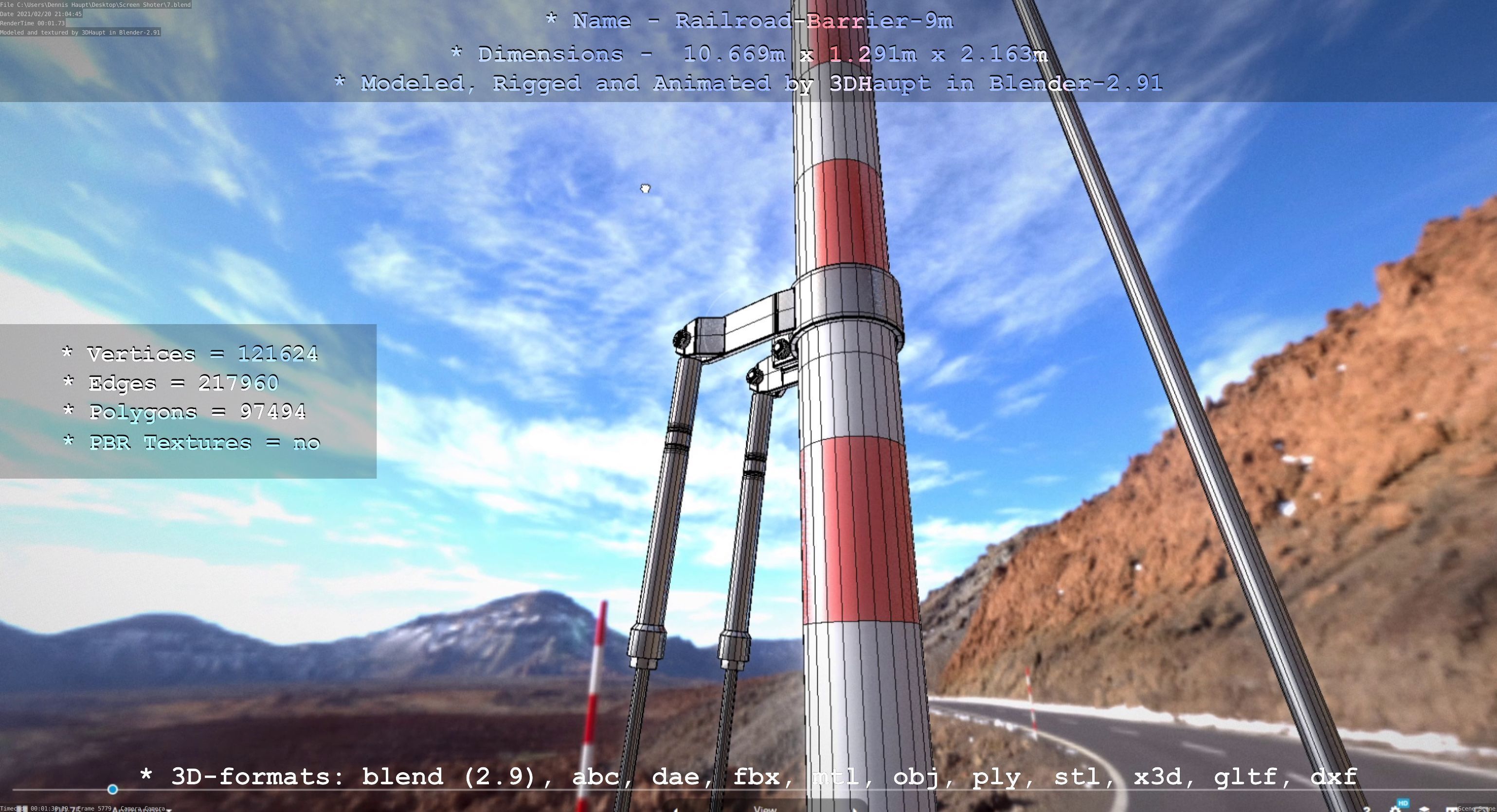 Railroad Barrier 9m High-Poly 3D model_55