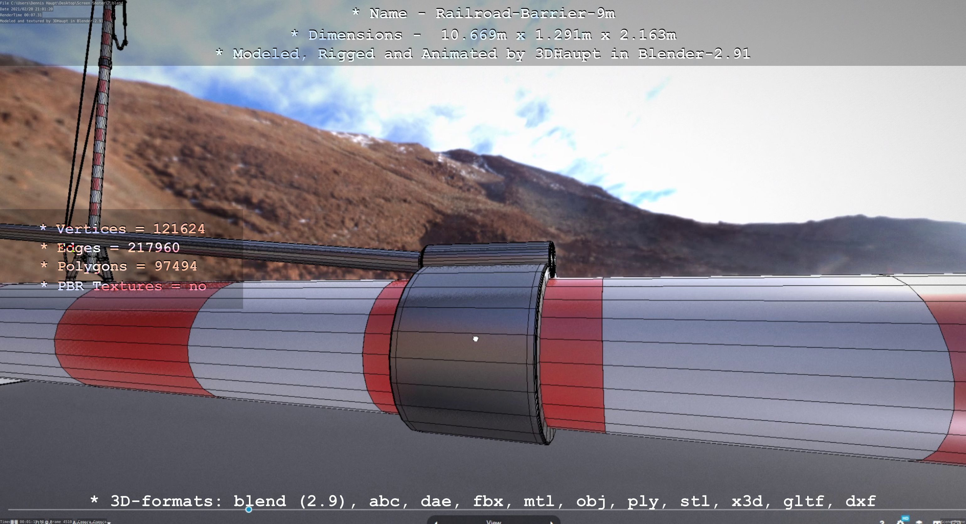 Railroad Barrier 9m High-Poly 3D model_42