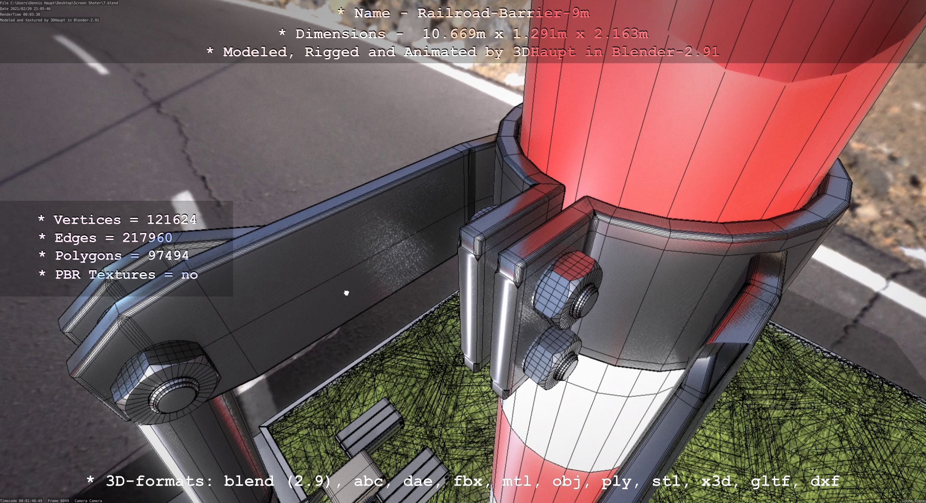 Railroad Barrier 9m High-Poly 3D model_95