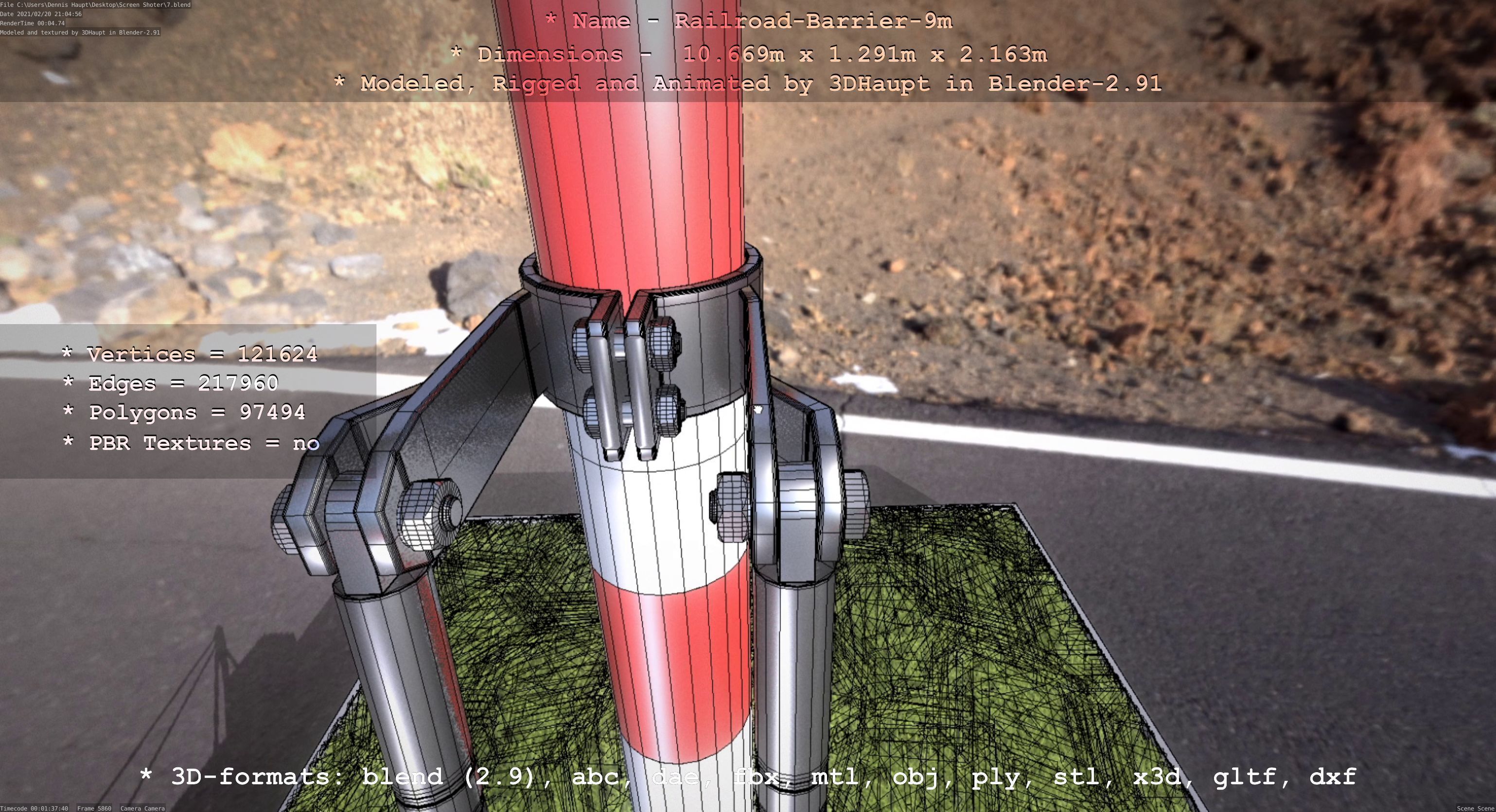 Railroad Barrier 9m High-Poly 3D model_69
