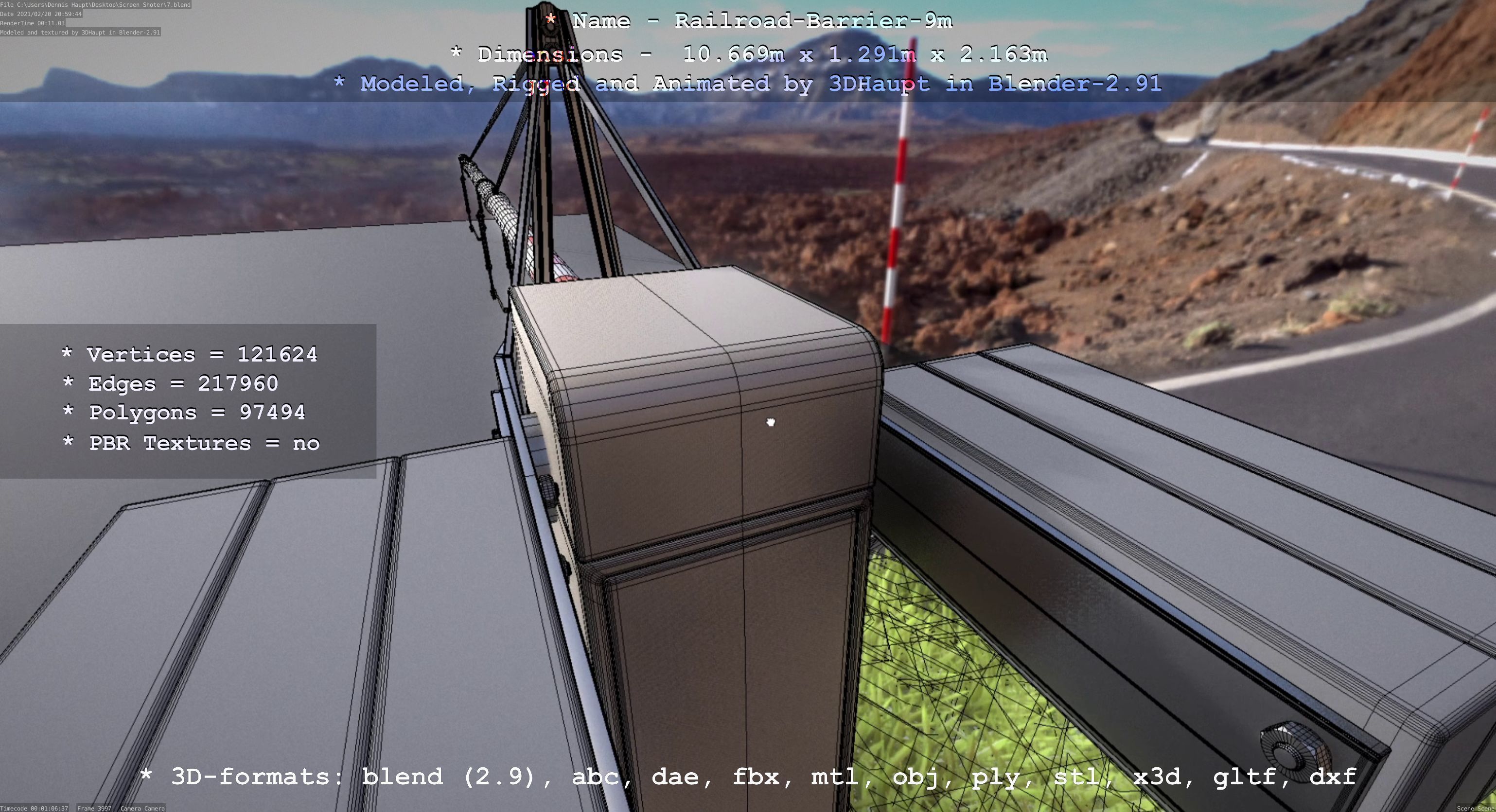 Railroad Barrier 9m High-Poly 3D model_123