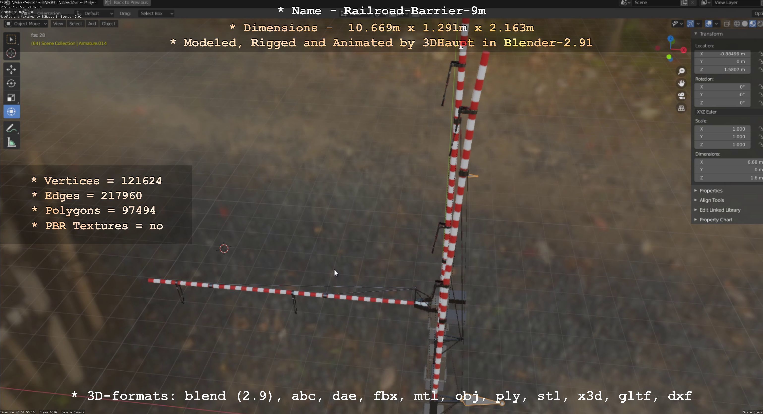 Railroad Barrier 9m High-Poly 3D model_80