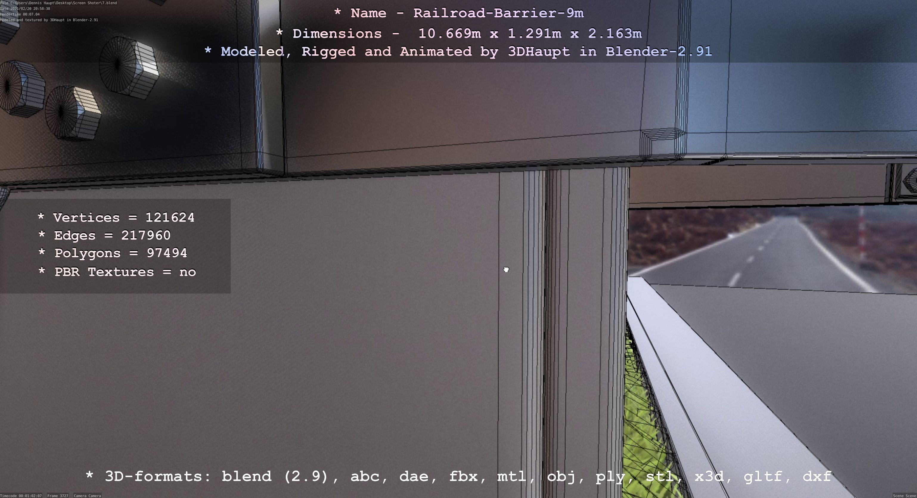 Railroad Barrier 9m High-Poly 3D model_124