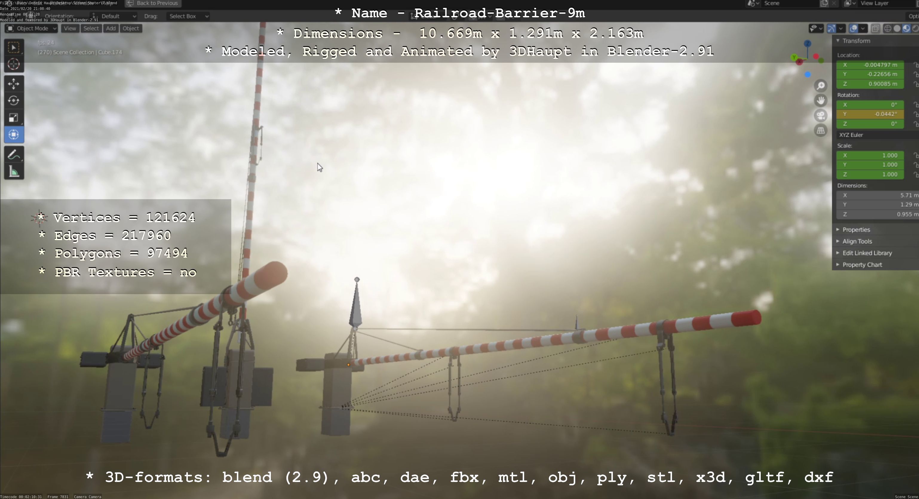 Railroad Barrier 9m High-Poly 3D model_26