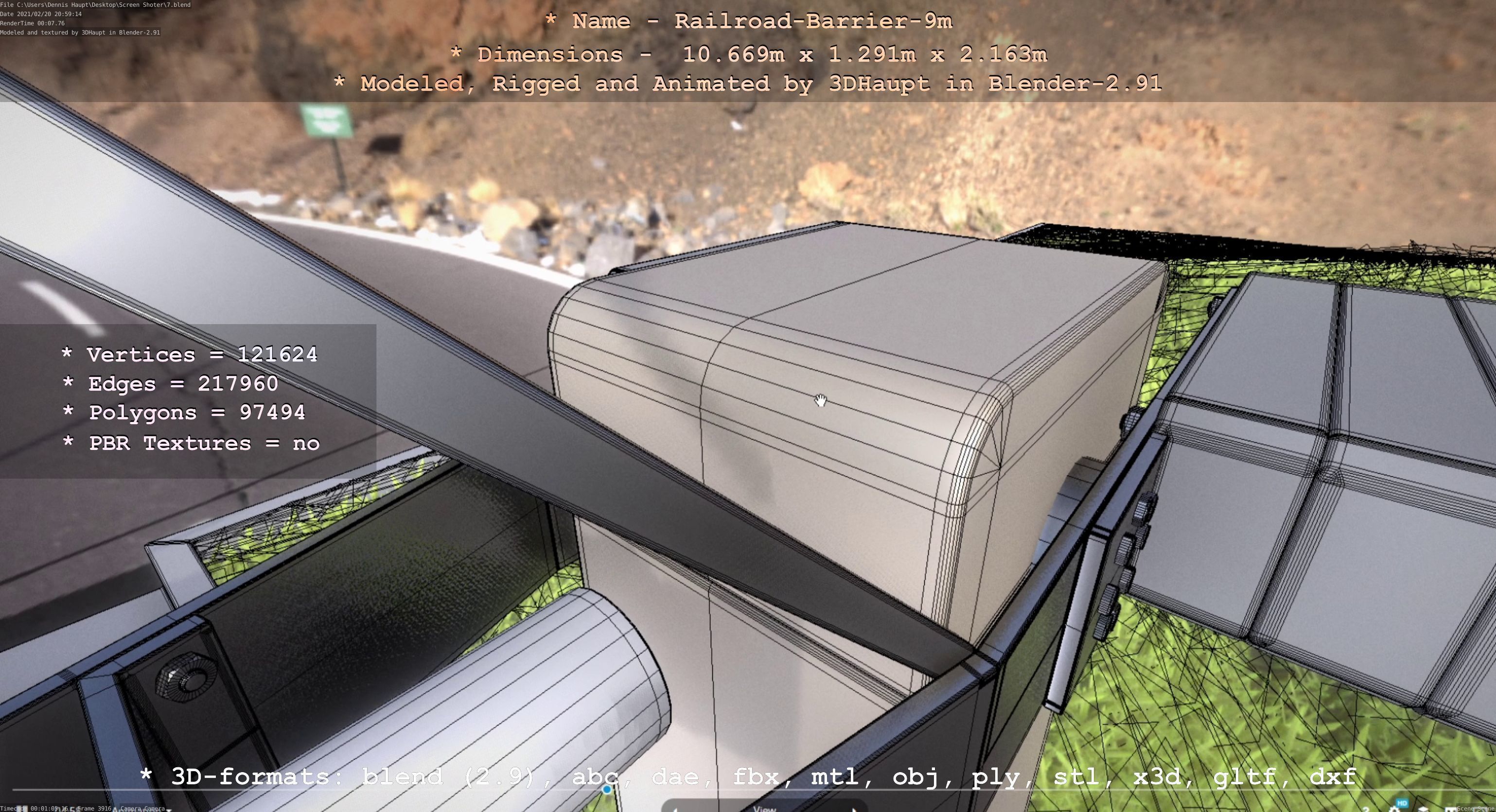 Railroad Barrier 9m High-Poly 3D model_125