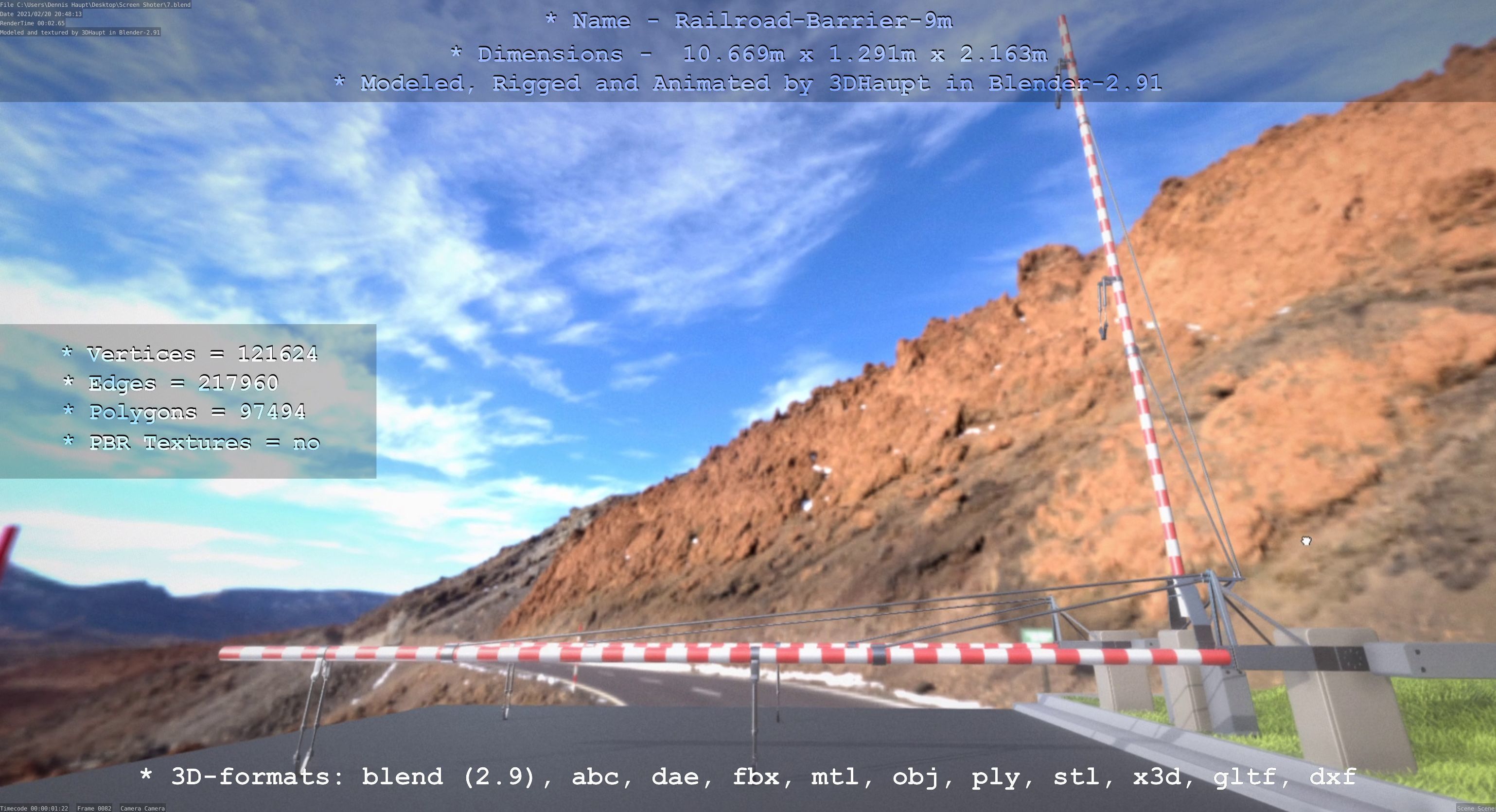 Railroad Barrier 9m High-Poly 3D model_122