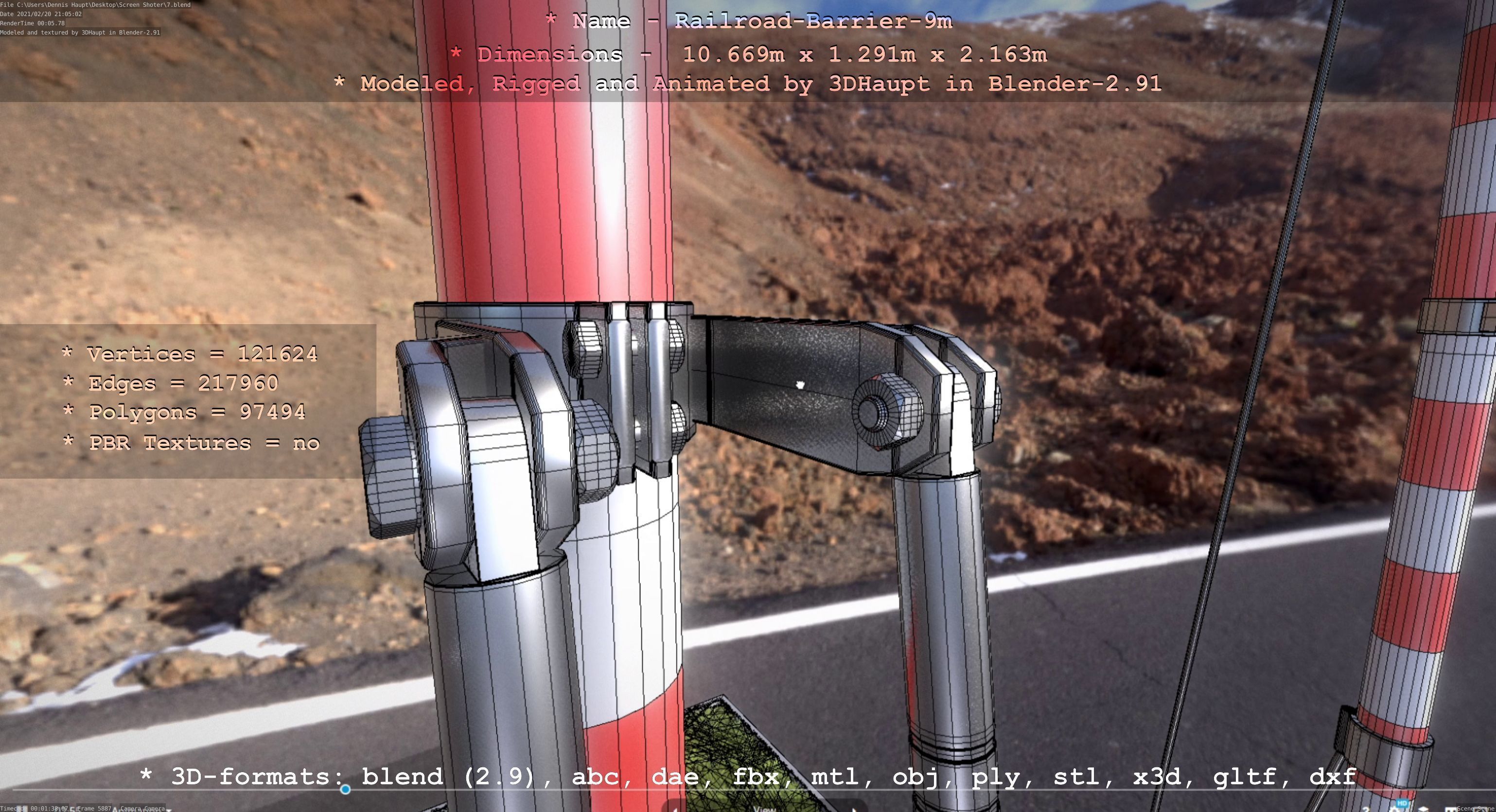 Railroad Barrier 9m High-Poly 3D model_64
