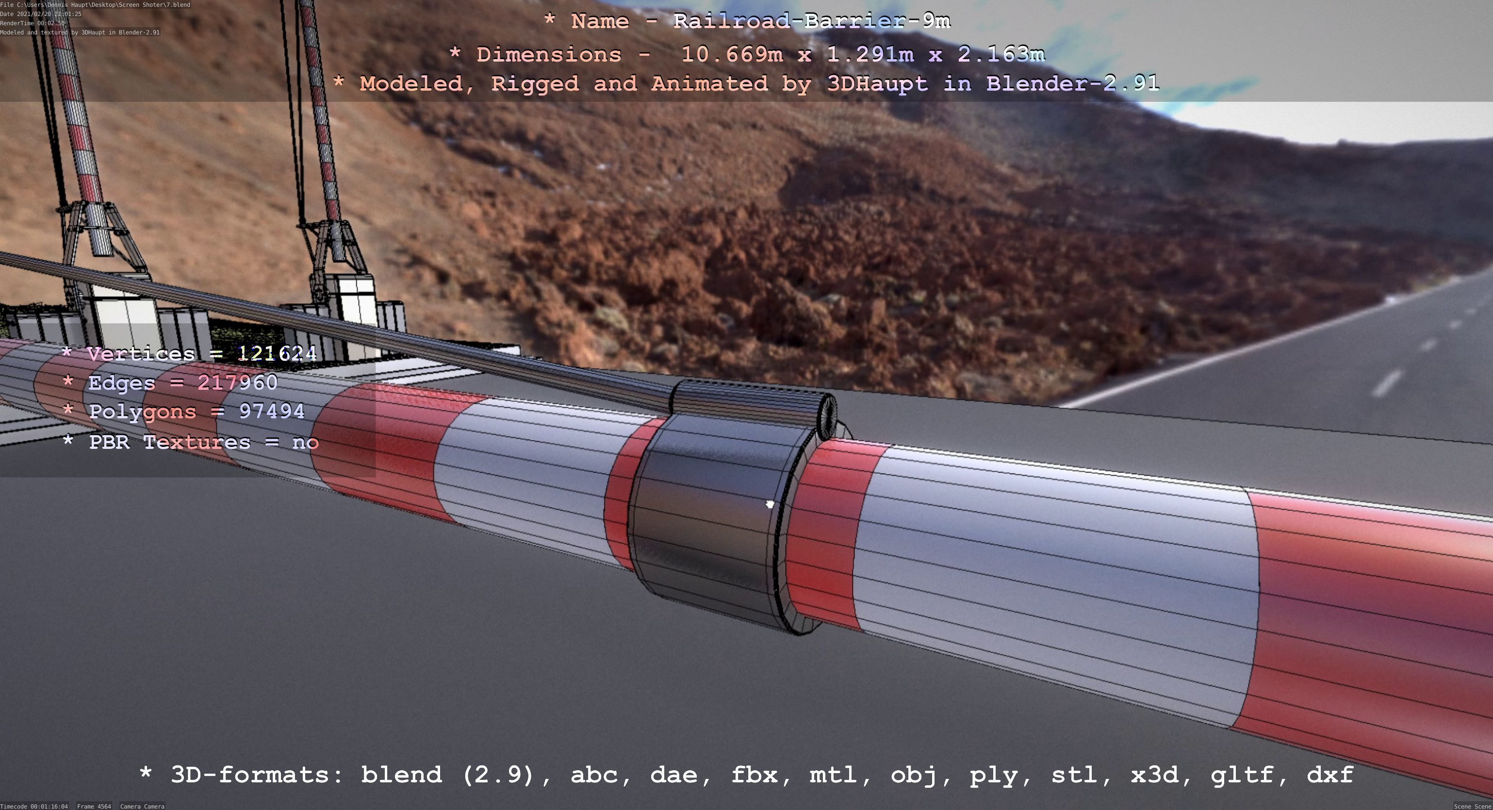 Railroad Barrier 9m High-Poly 3D model_45