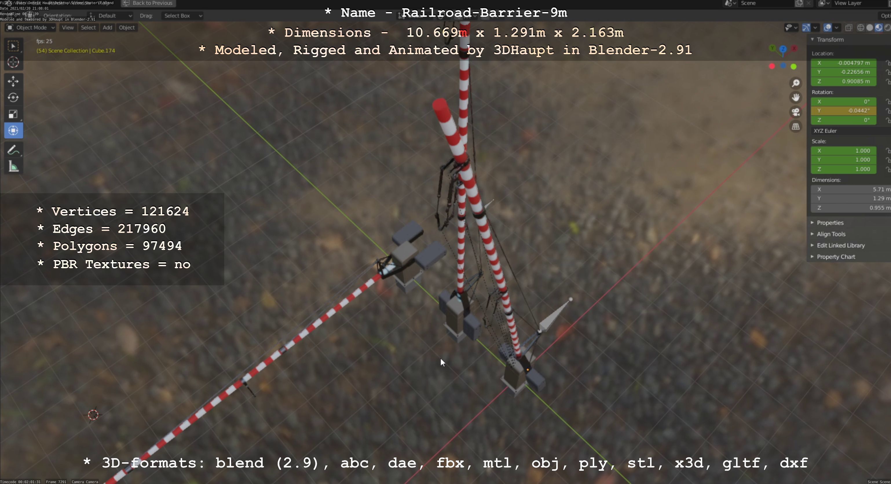 Railroad Barrier 9m High-Poly 3D model_110