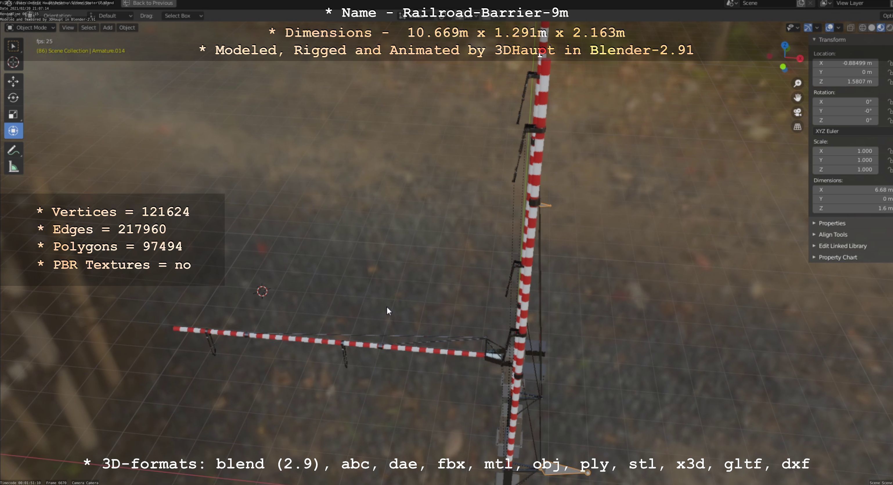 Railroad Barrier 9m High-Poly 3D model_84