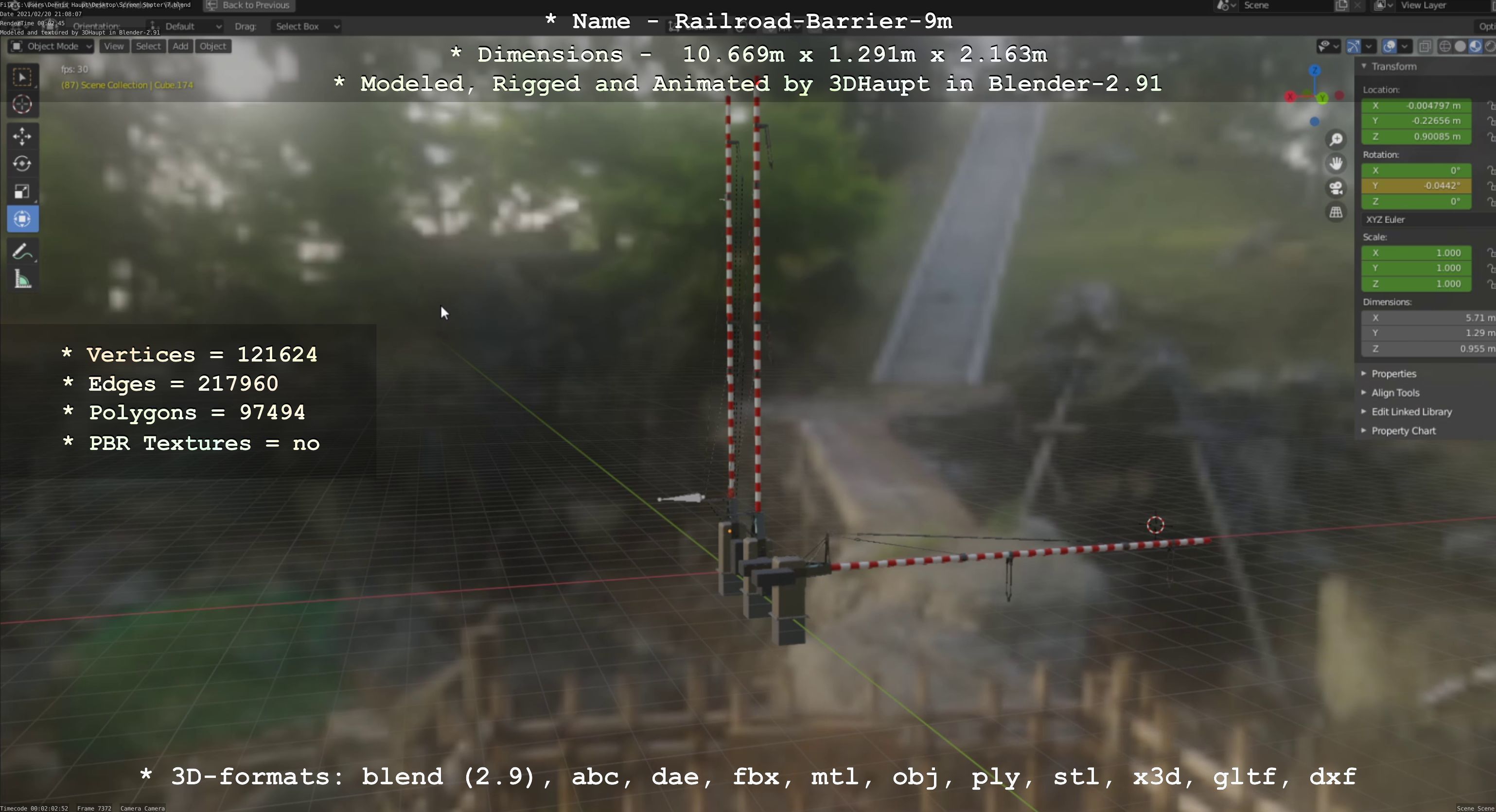 Railroad Barrier 9m High-Poly 3D model_104