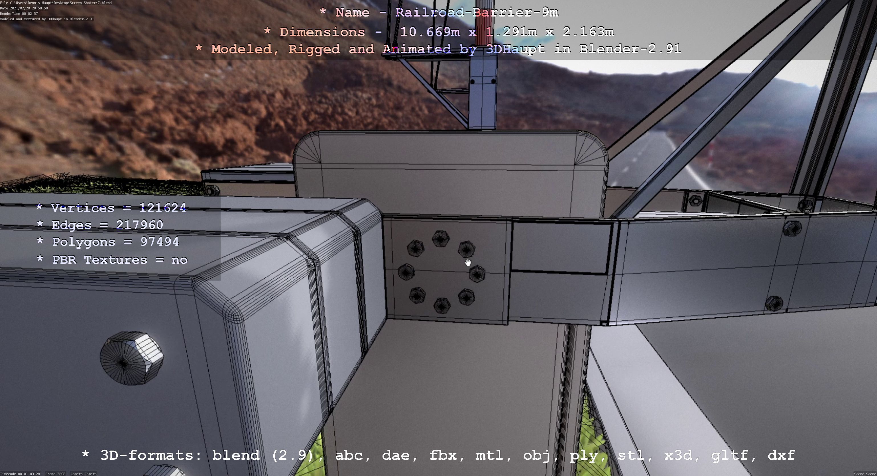 Railroad Barrier 9m High-Poly 3D model_98