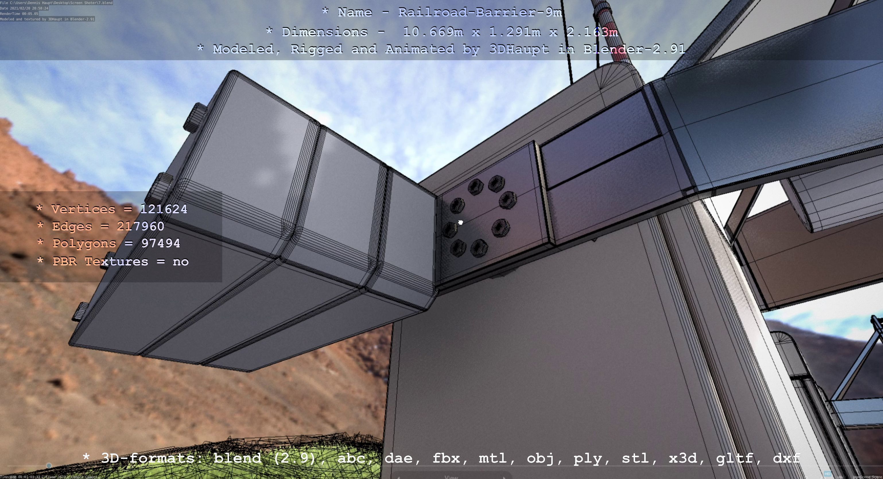 Railroad Barrier 9m High-Poly 3D model_129