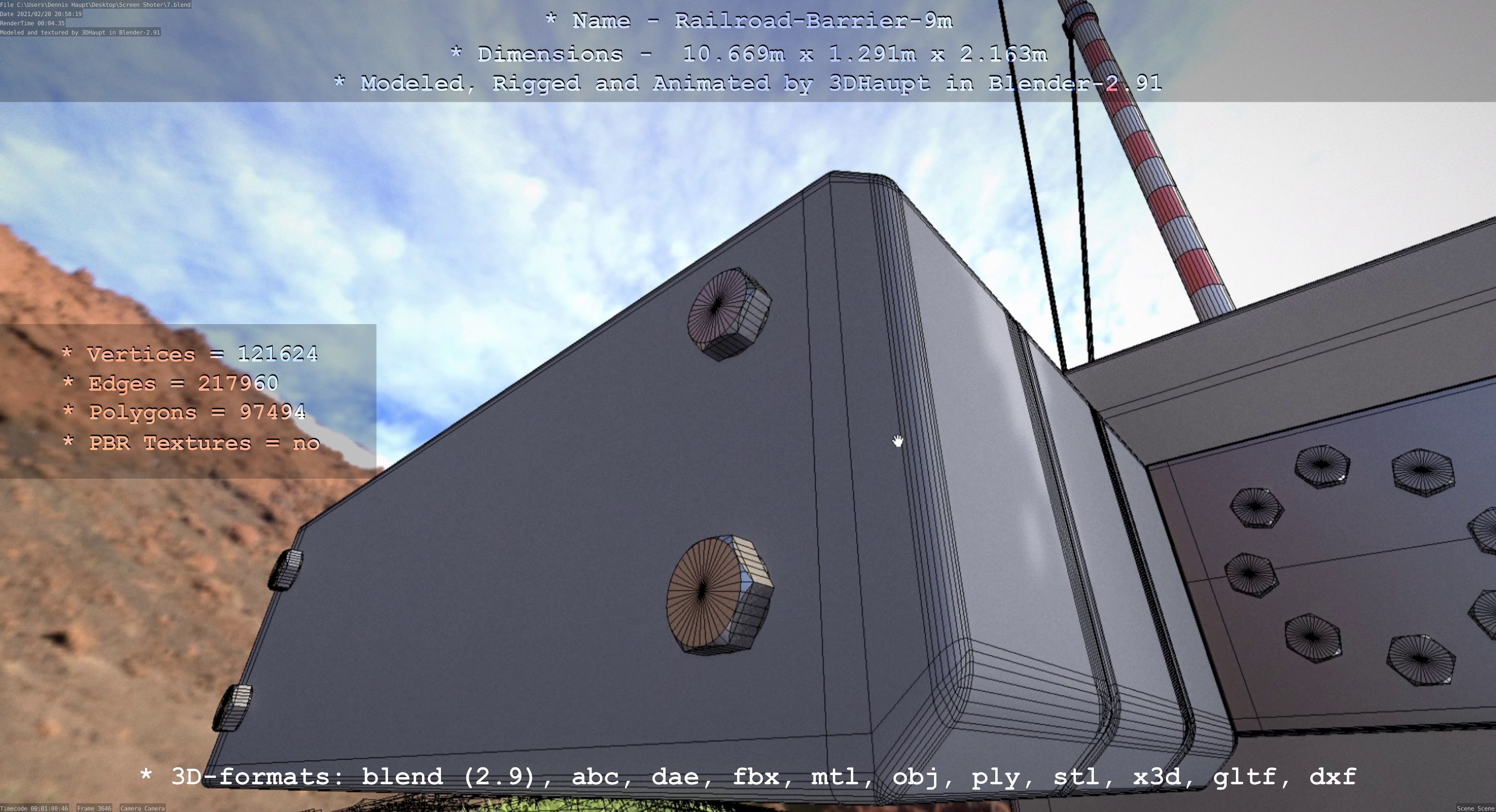 Railroad Barrier 9m High-Poly 3D model_115