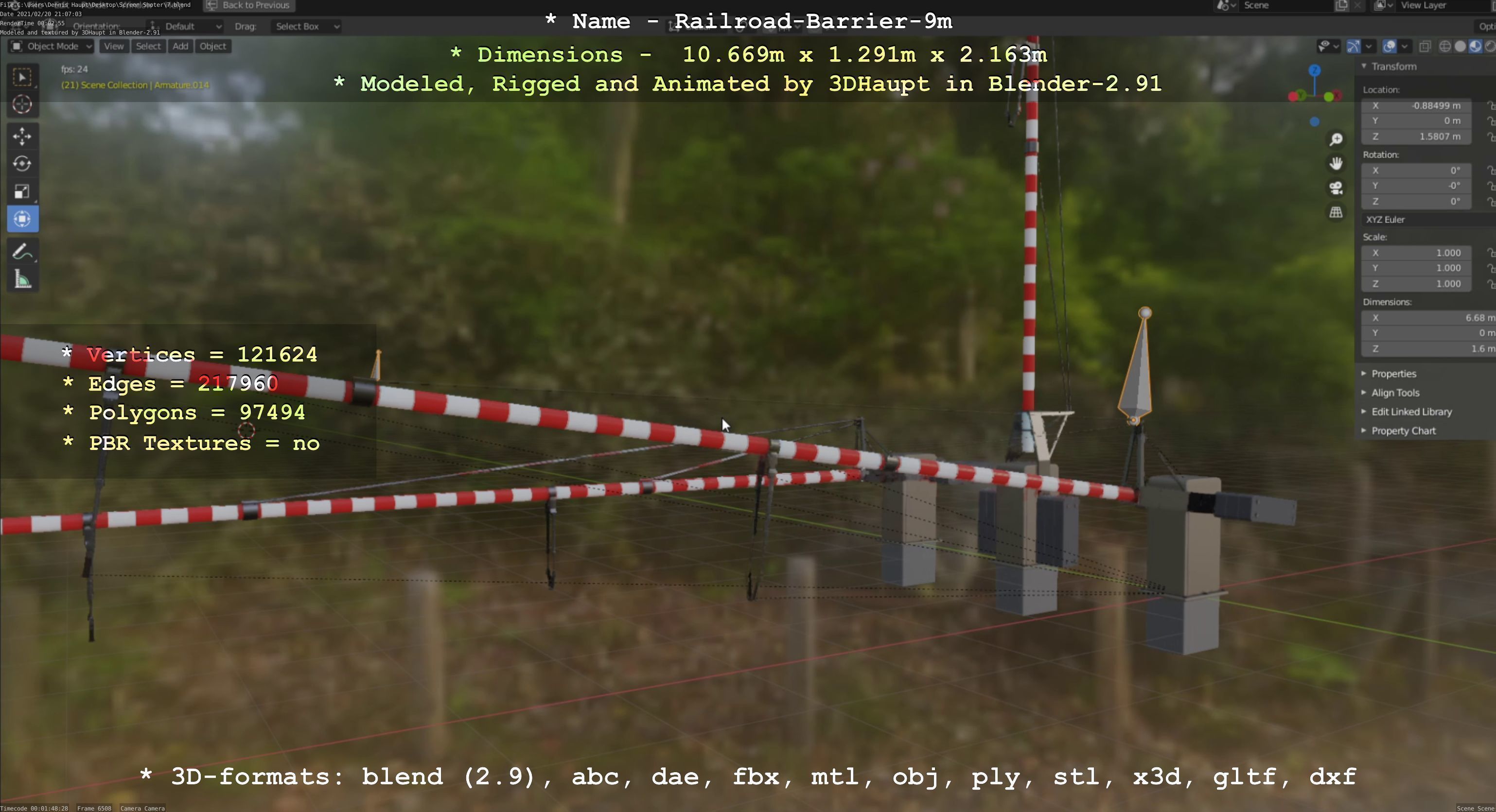 Railroad Barrier 9m High-Poly 3D model_79