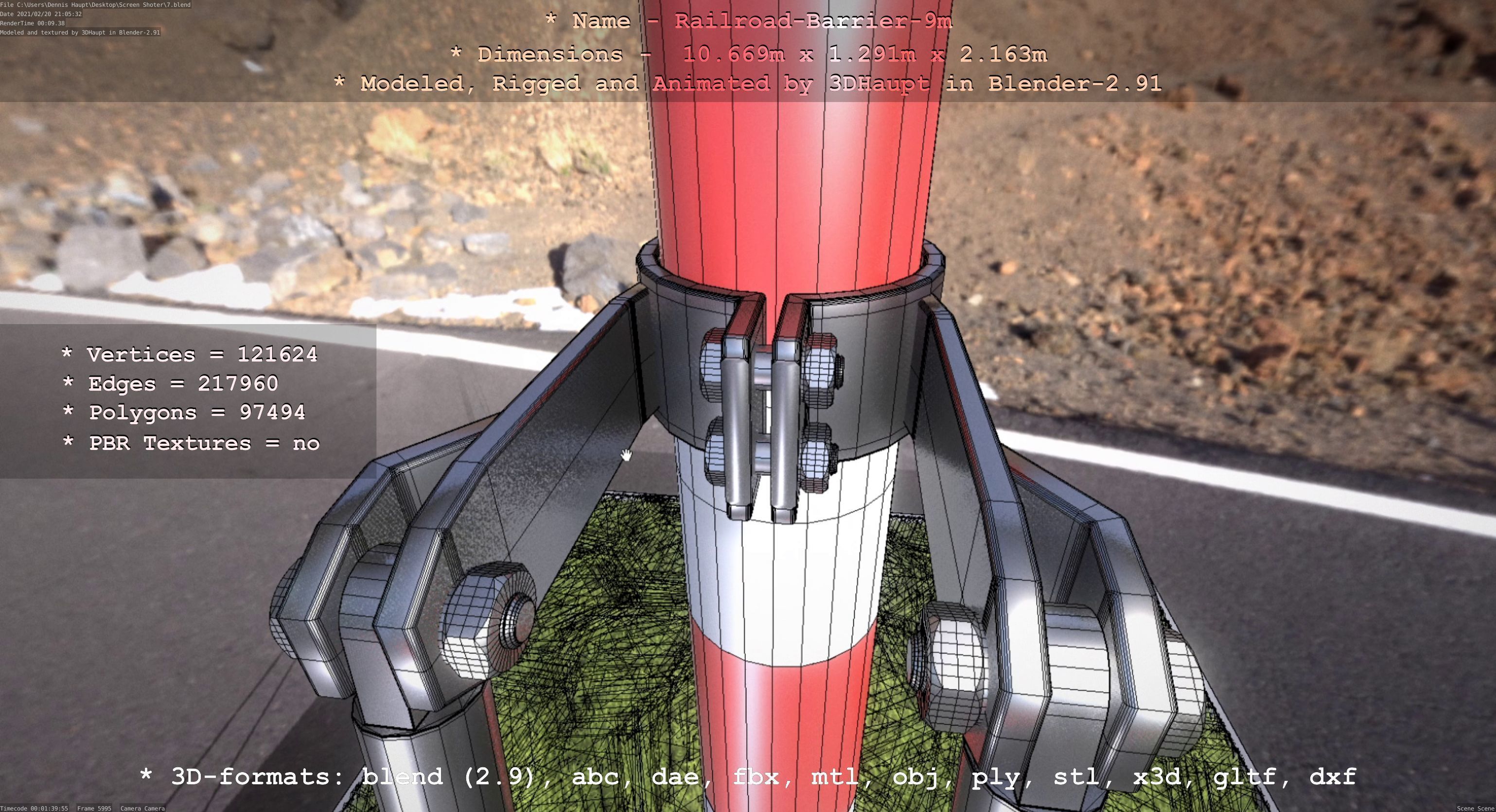 Railroad Barrier 9m High-Poly 3D model_62