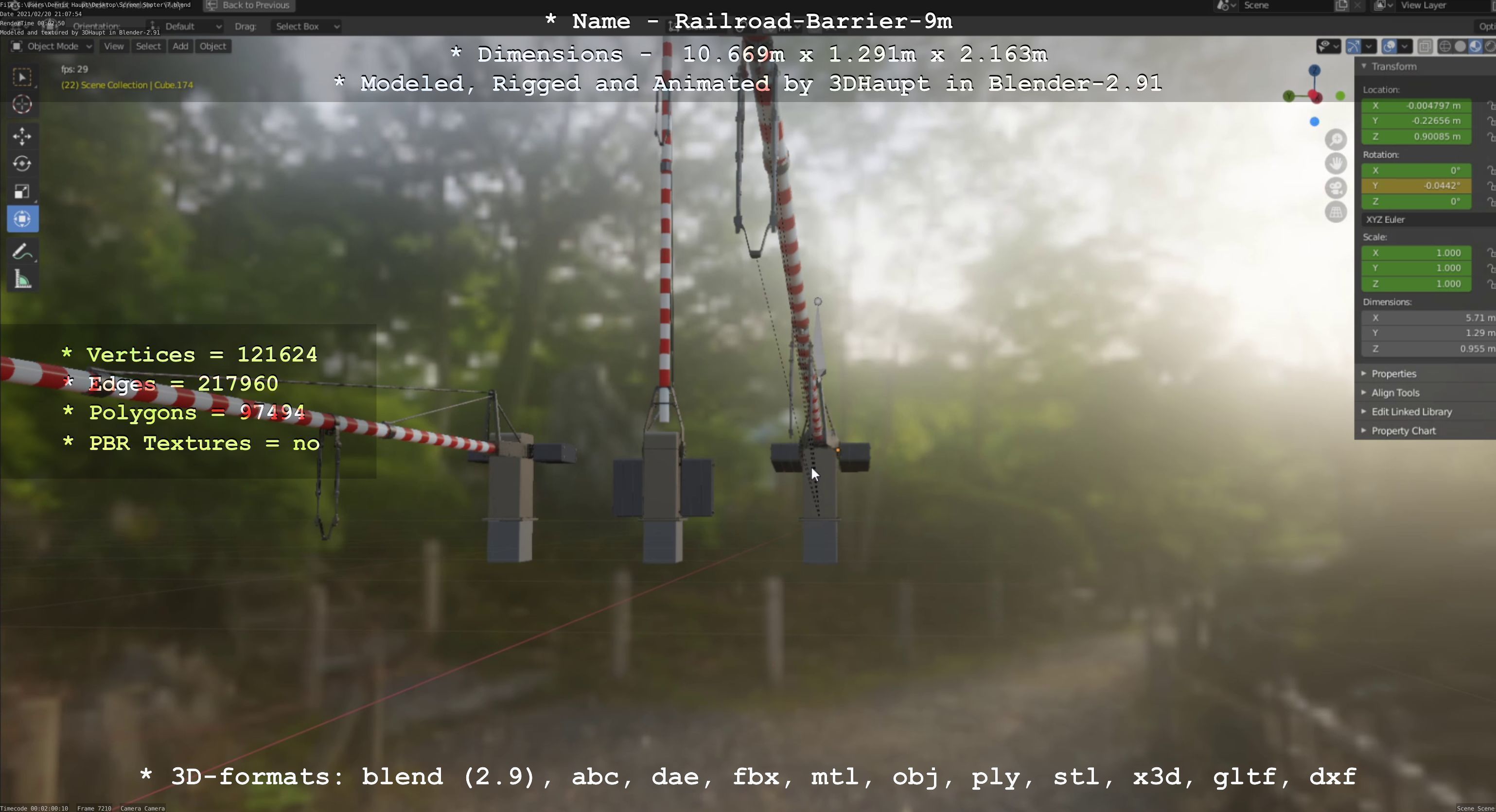 Railroad Barrier 9m High-Poly 3D model_119