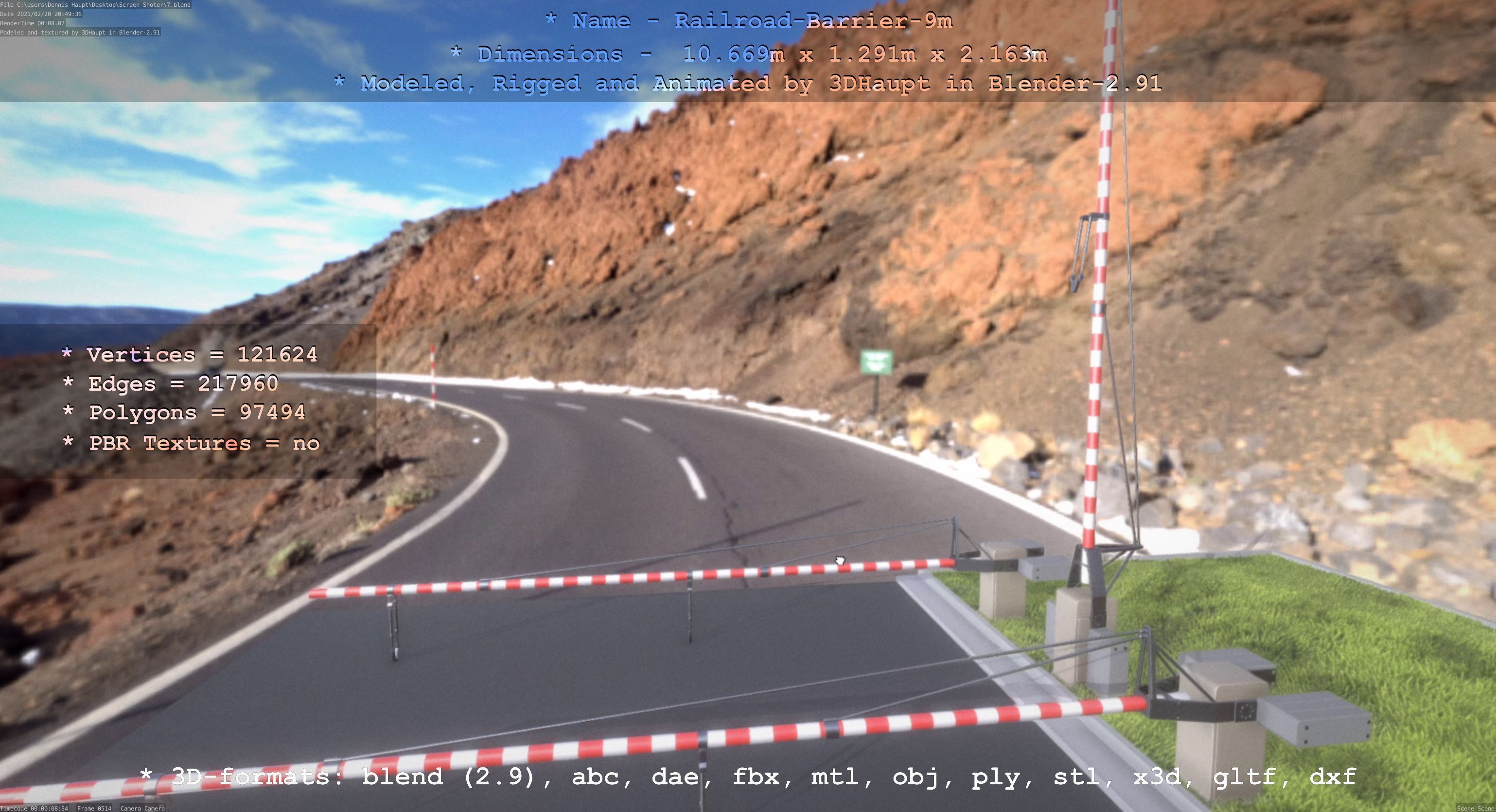 Railroad Barrier 9m High-Poly 3D model_29