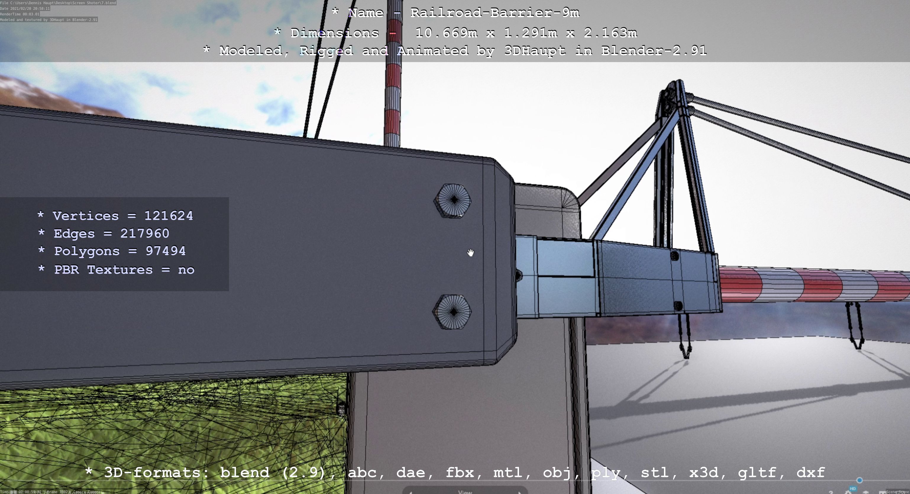 Railroad Barrier 9m High-Poly 3D model_103