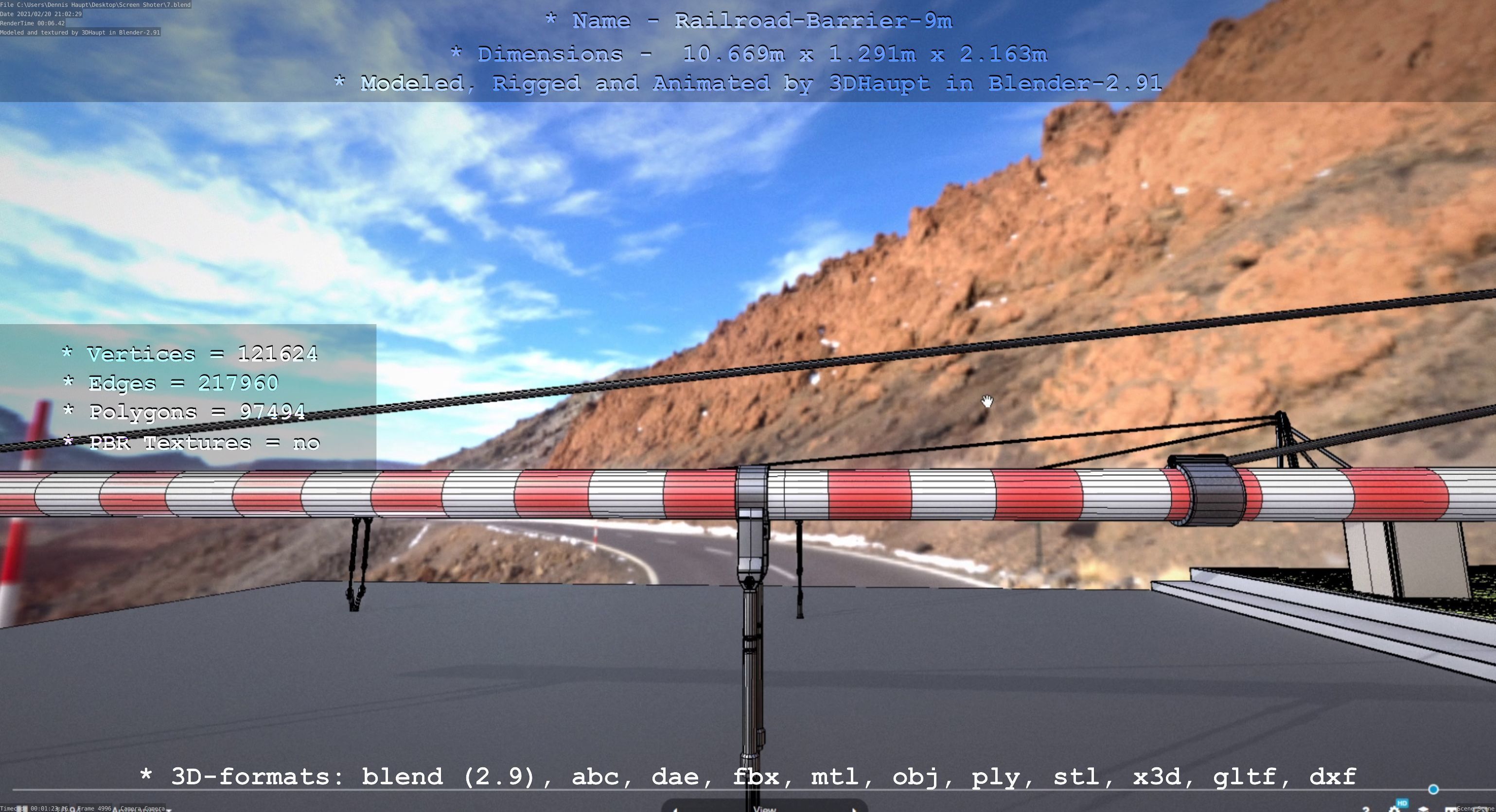 Railroad Barrier 9m High-Poly 3D model_60