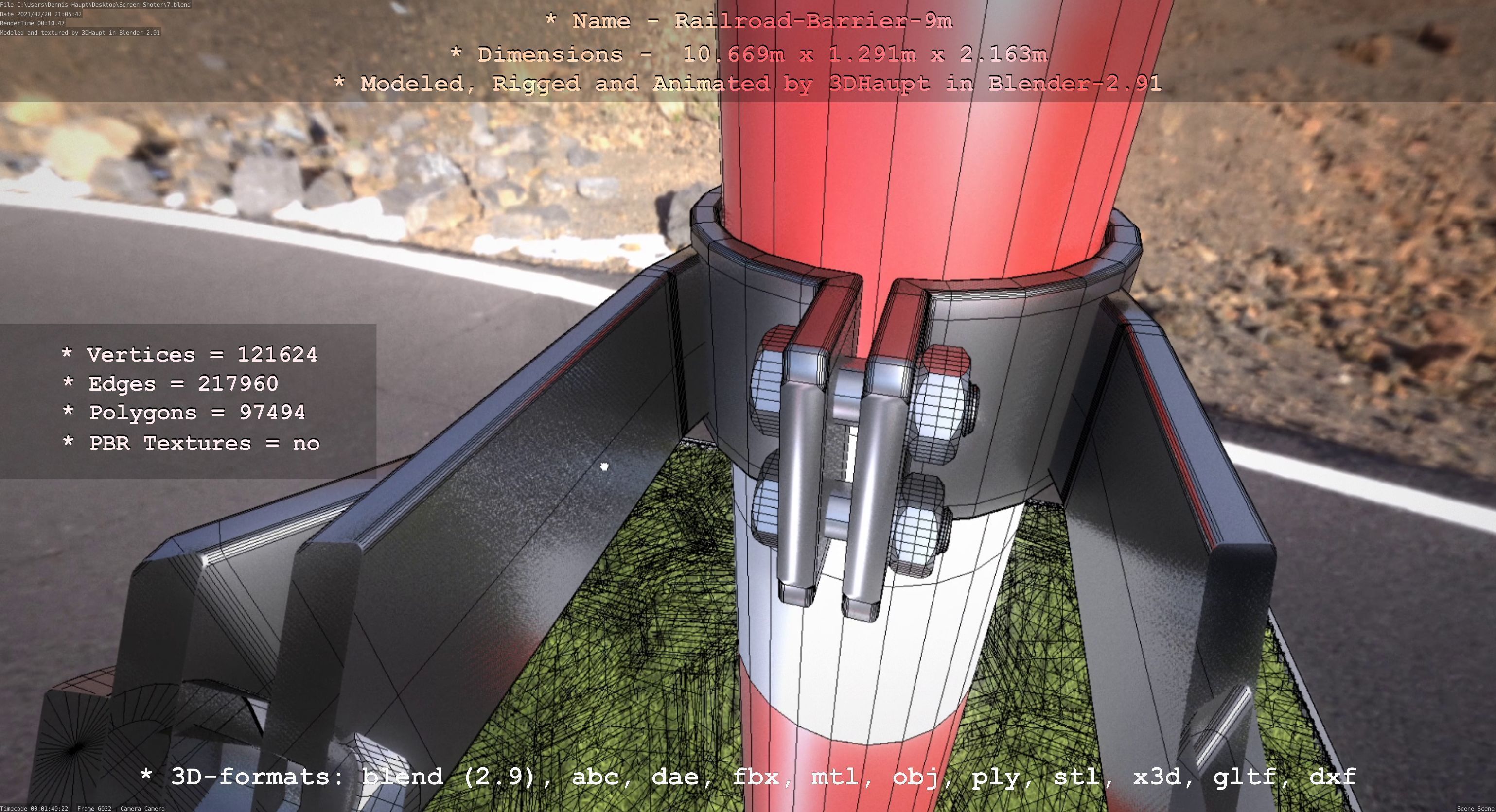 Railroad Barrier 9m High-Poly 3D model_63