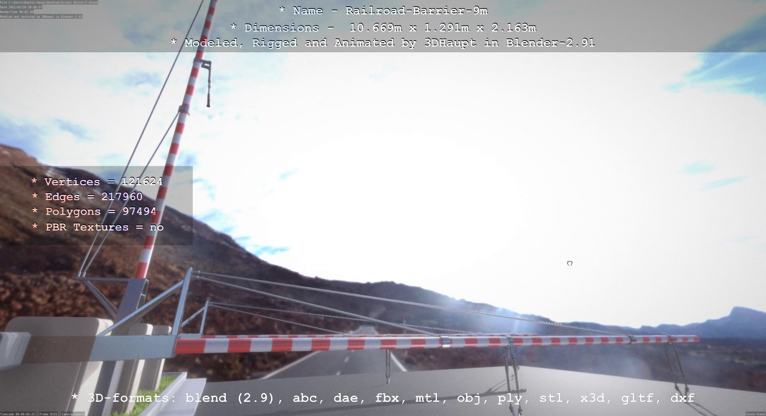 Railroad Barrier 9m High-Poly 3D model_13