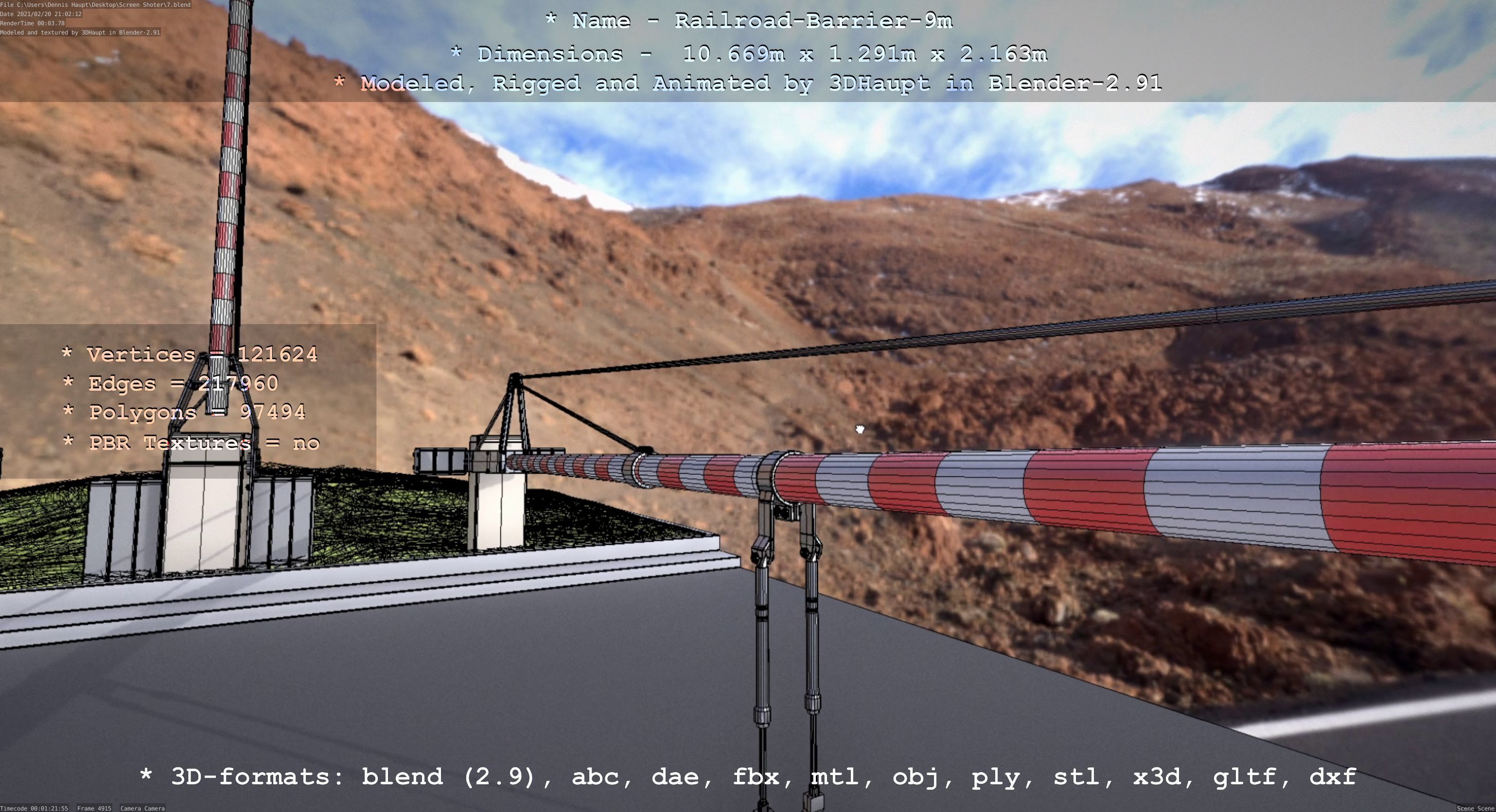Railroad Barrier 9m High-Poly 3D model_52