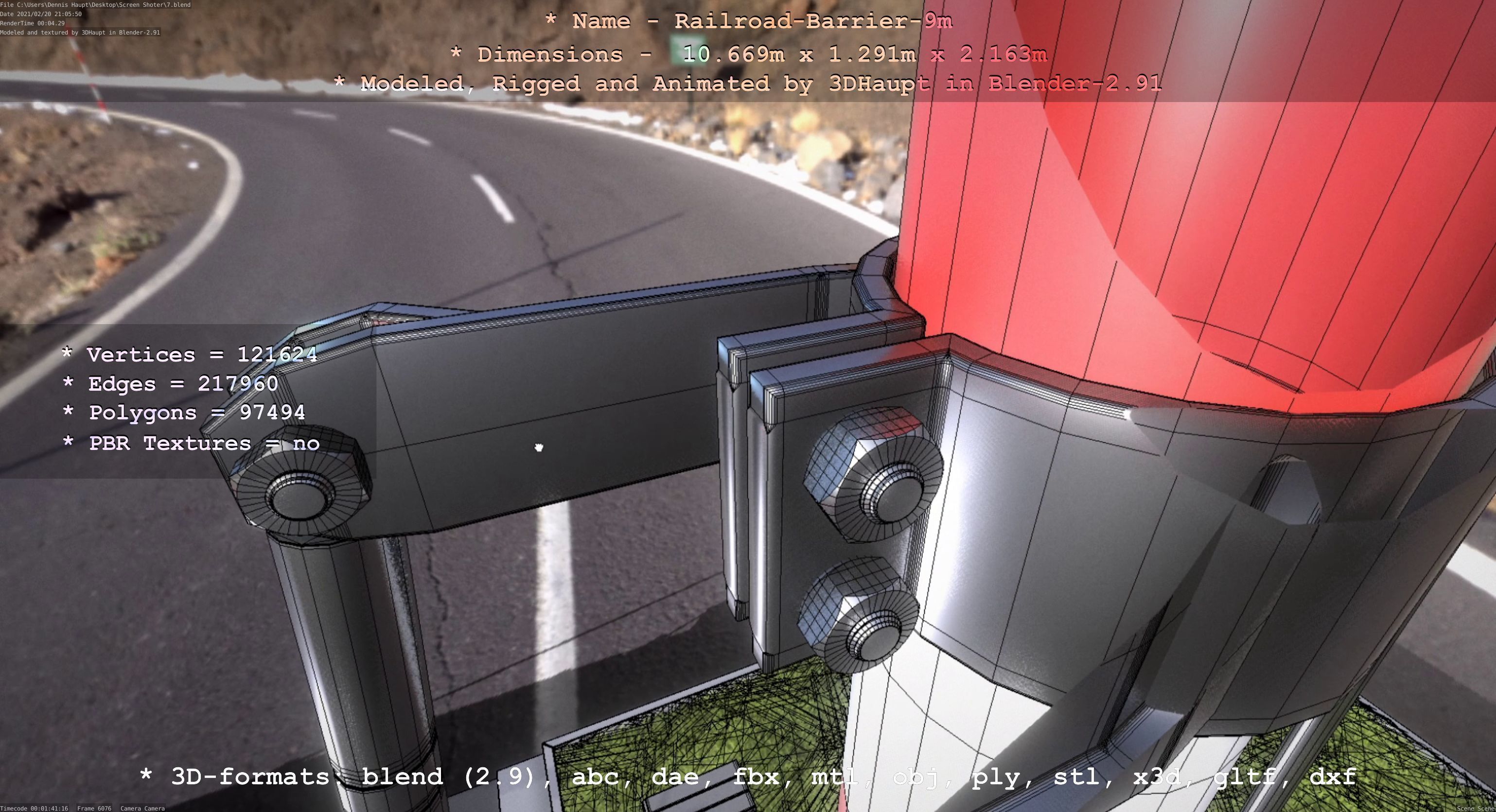 Railroad Barrier 9m High-Poly 3D model_67