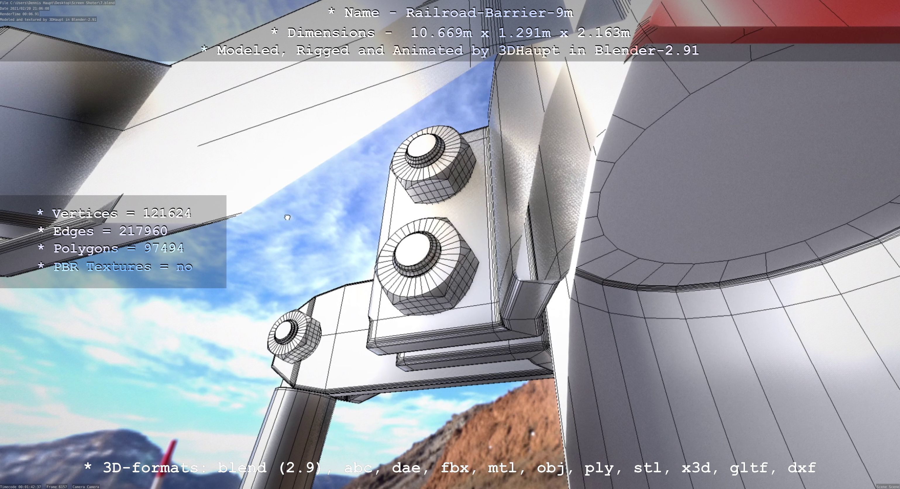 Railroad Barrier 9m High-Poly 3D model_70