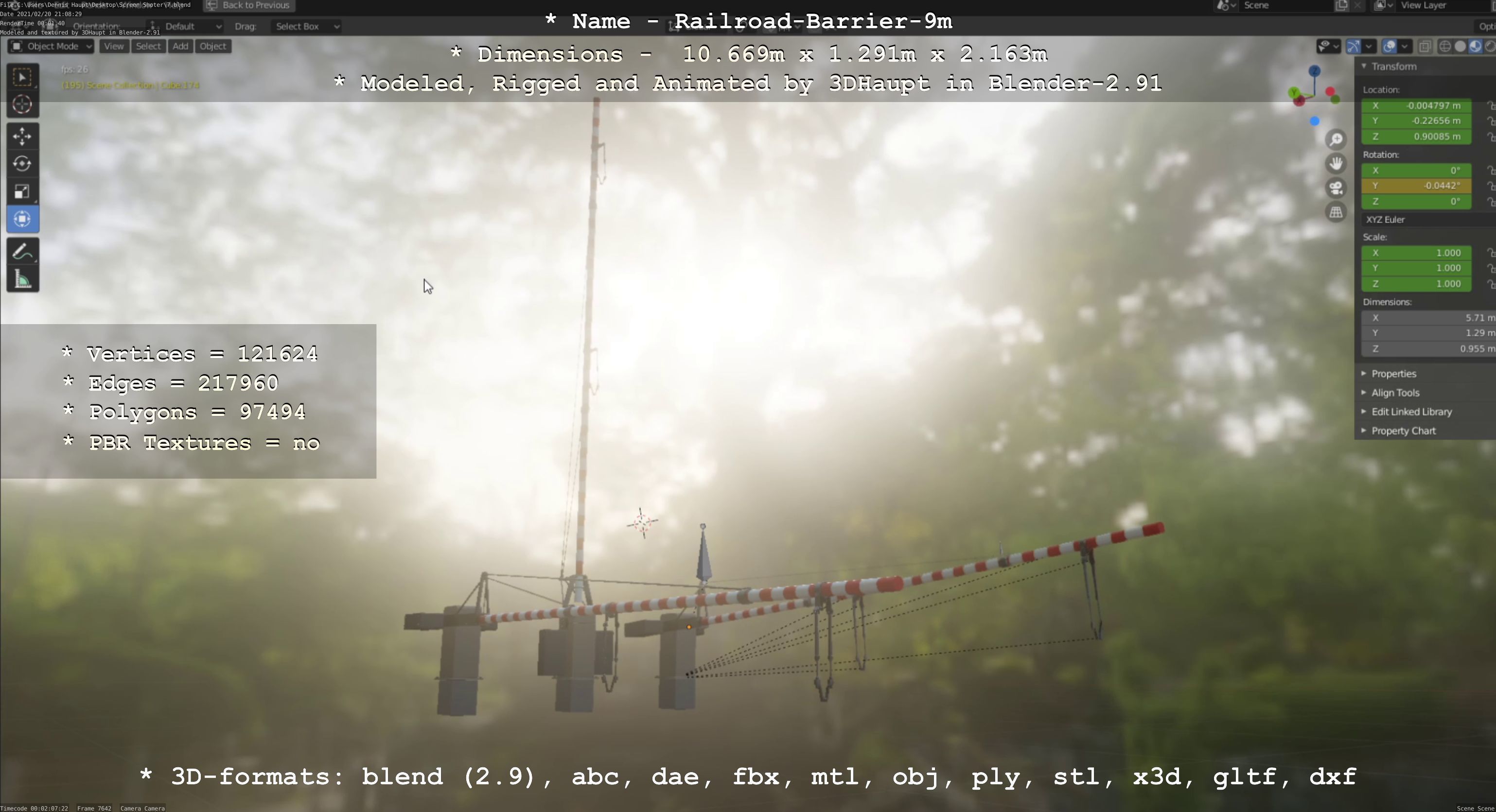 Railroad Barrier 9m High-Poly 3D model_102